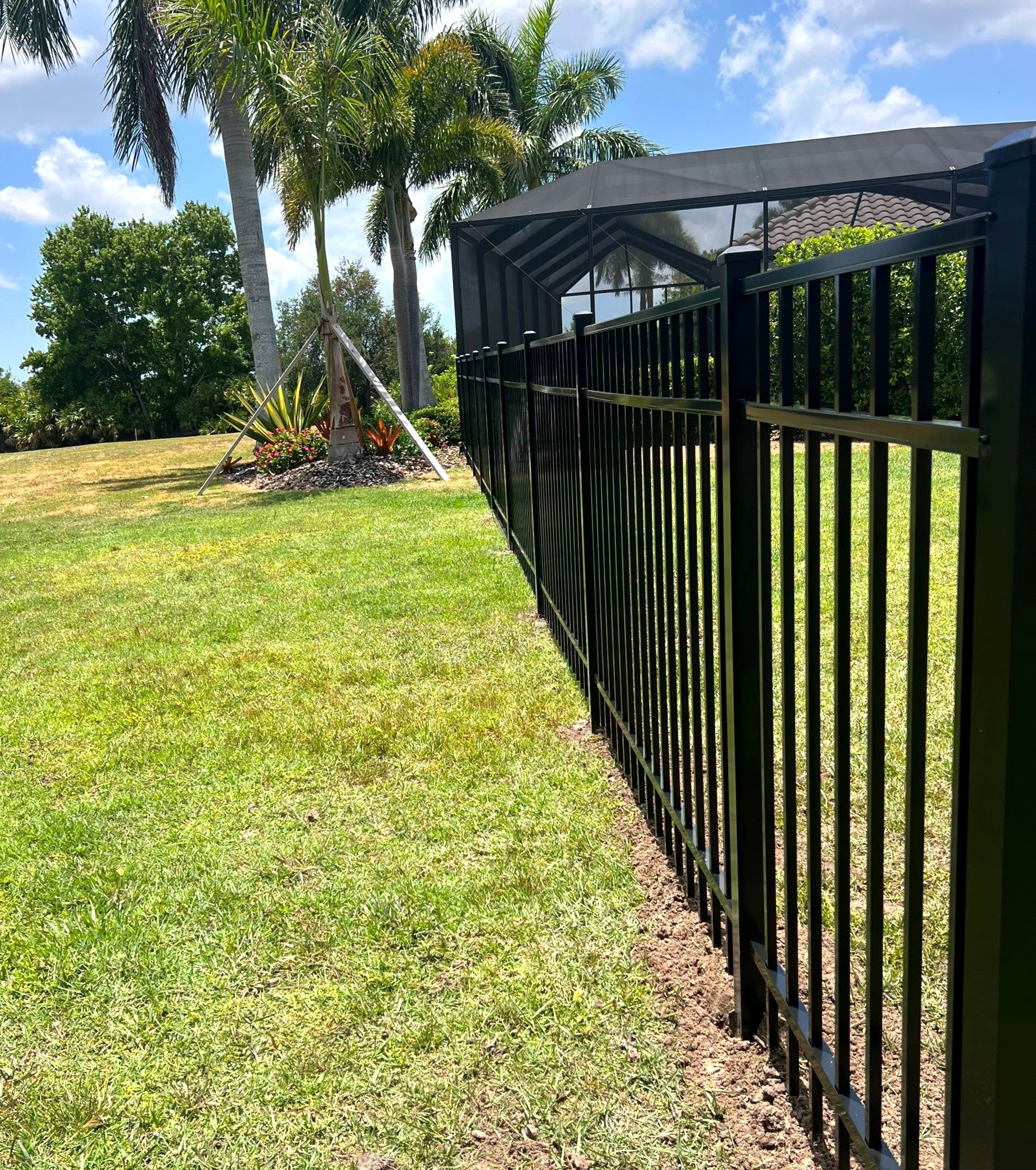 Aluminum Fence Installation using Black 3 Rail Aluminum Fence by Asap fence and gates, LLC