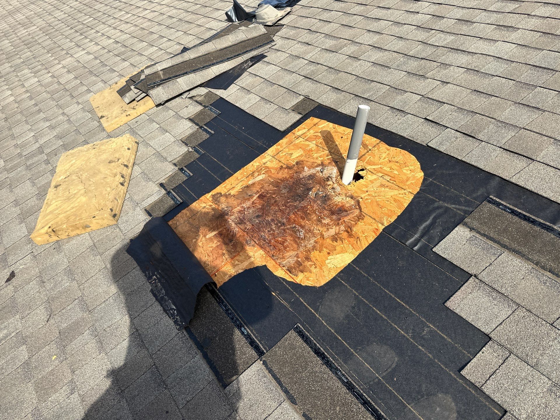 Roof Repair of a leaking Pipe Jack by Core Four Roofing