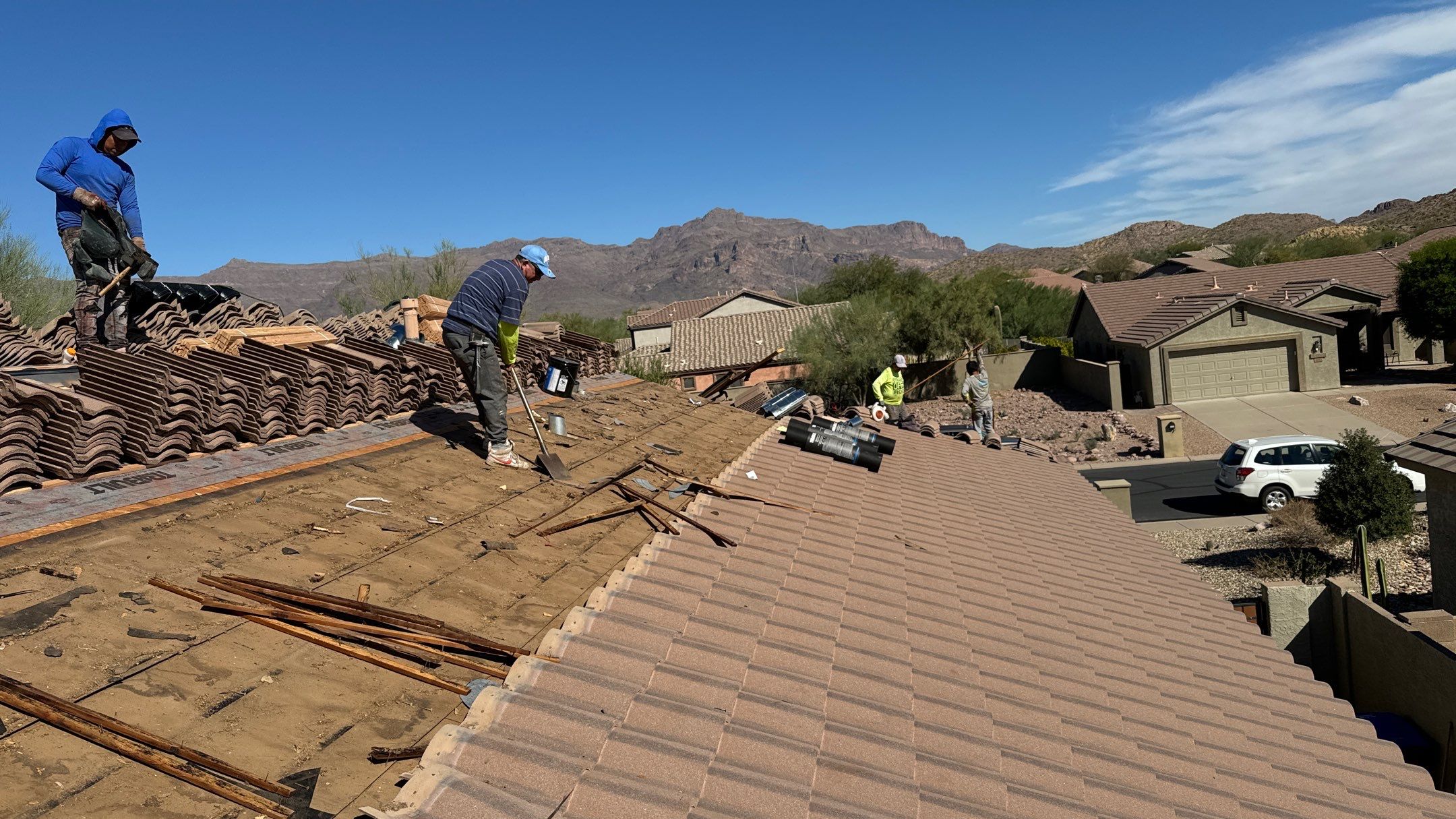 Residential Roofing Installation using Clay Tile by Weather-Tite Exteriors LLC