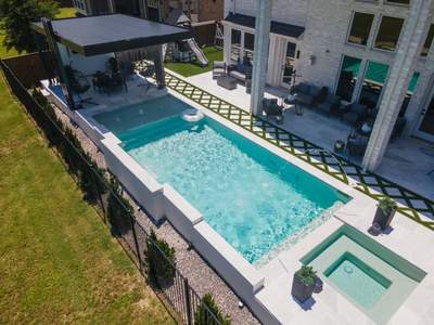 Large Pool and Spa with Rain Descent