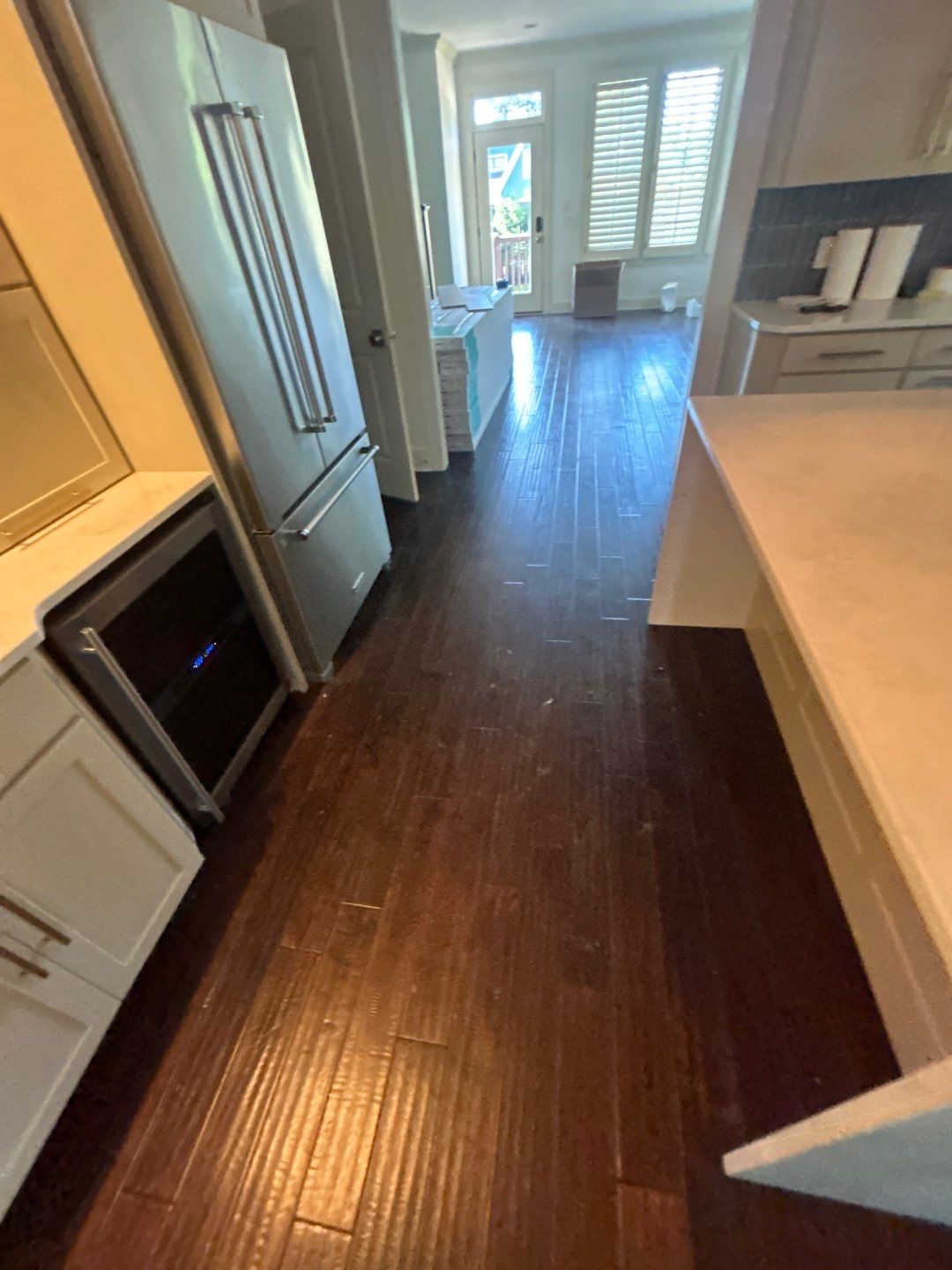 White Oak Hardwood and Checkerboard Tile Installation by Footprints Floors of Nashville