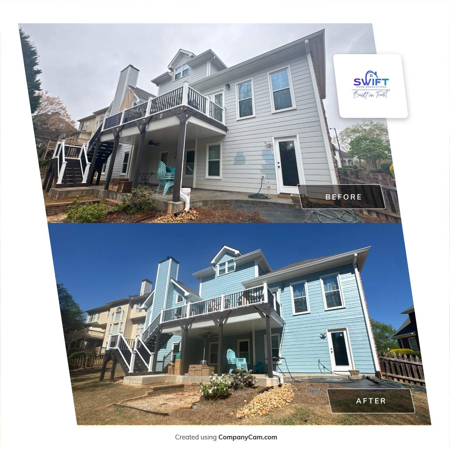 Full Exterior Home Painting for Multi-Story Residence in Marietta by Swift Home Renovations