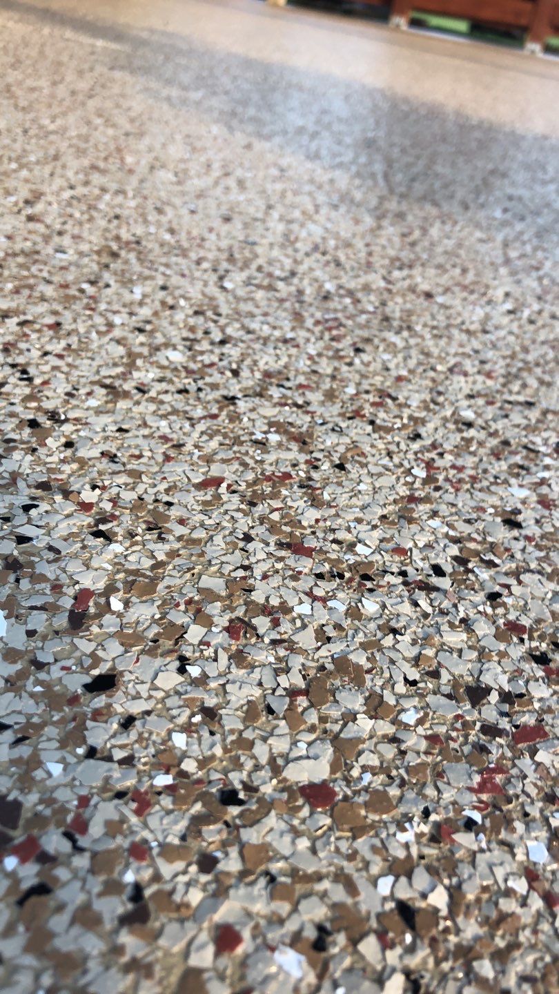 Patio & Pool Deck Coating using Pecan with Redwood by Copperhead Coatings