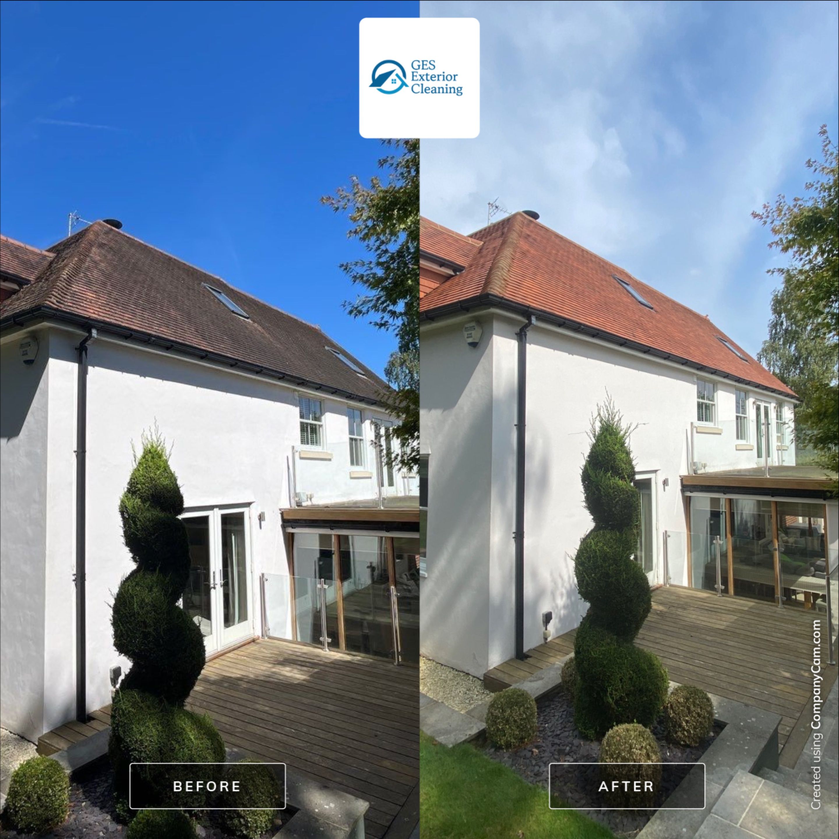 Roof Cleaning and Biocide Treatment using Honda 15lpm Low Pressure Washing Machine by Ges Exterior Cleaning ltd