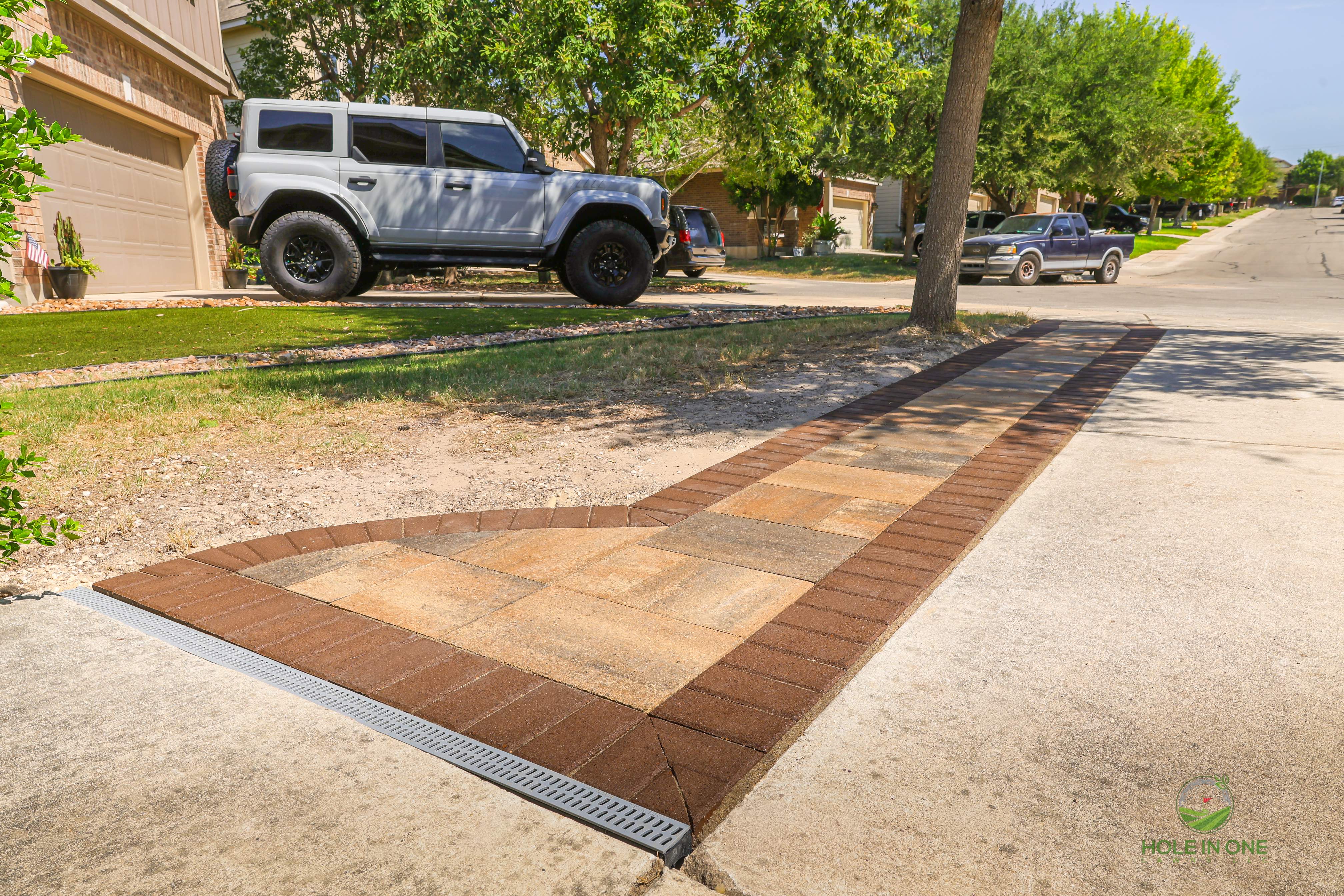 Trex Pool Deck & Belgard Paver Walkway | Coolcrest, San Antonio TX by Hole In One Lawns, LLC