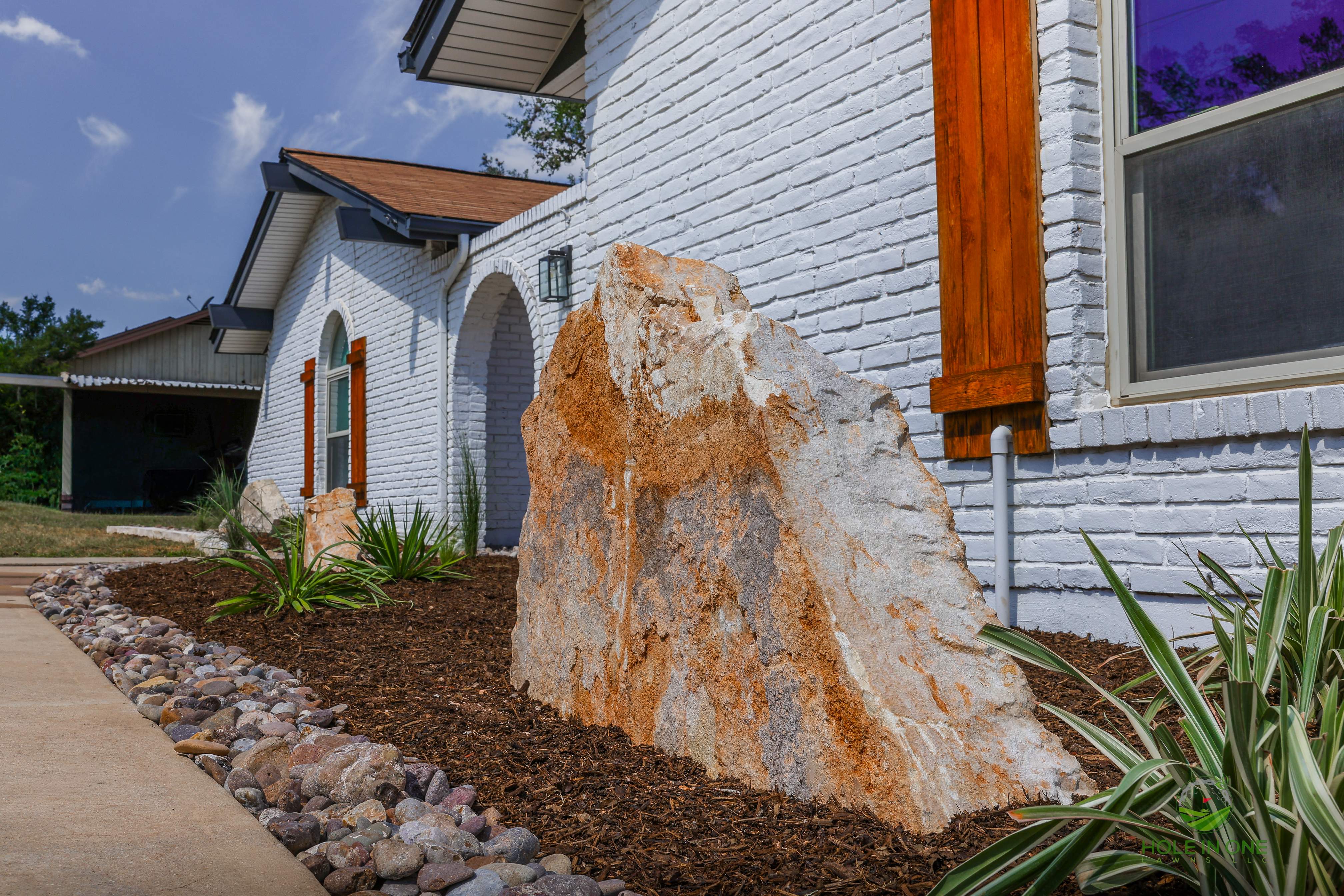 Front Paver Patio, Laredo Rock & Xeriscape Beds | Hollywood Park, San Antonio TX by Hole In One Lawns, LLC