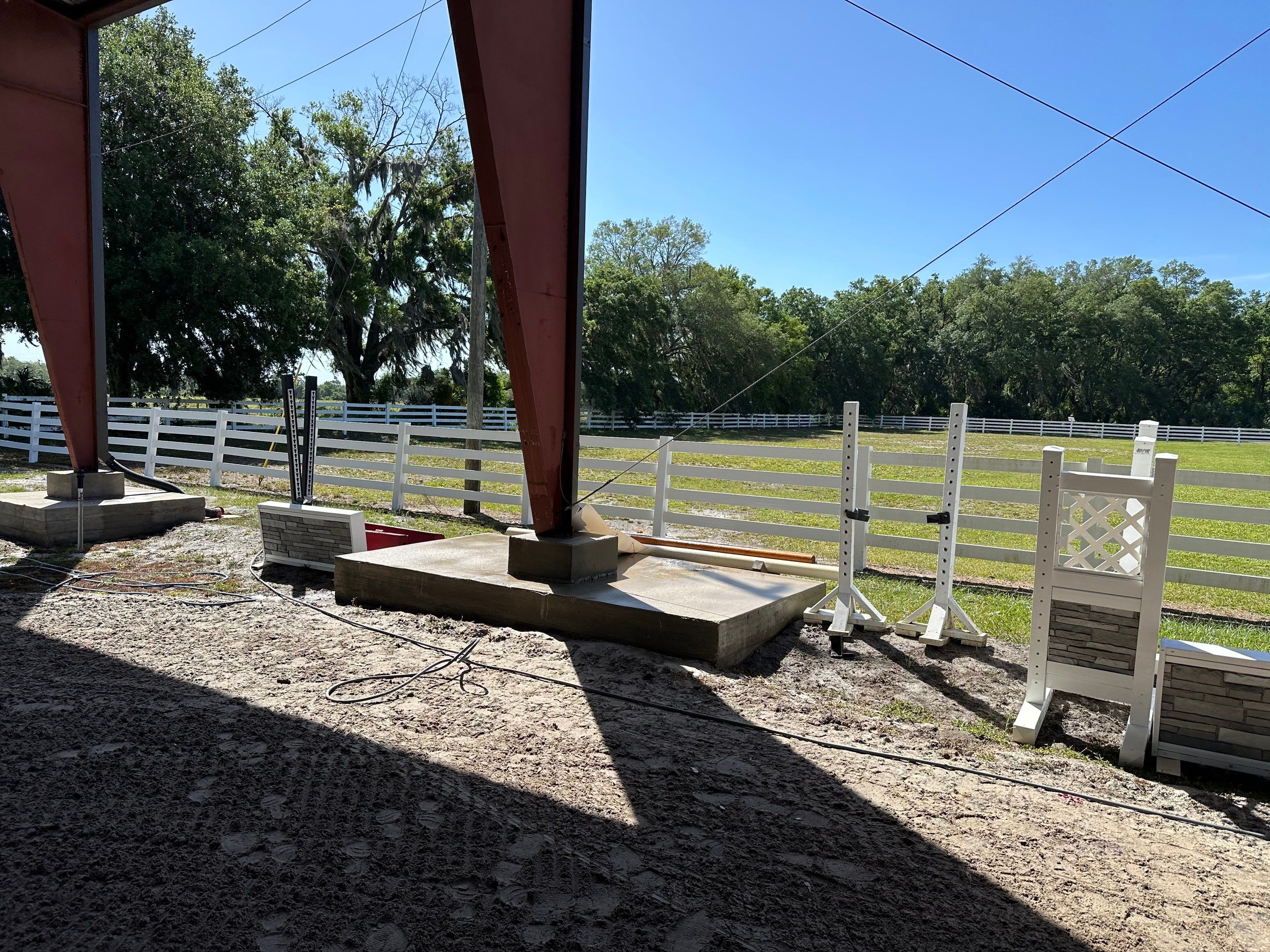 Vinyl Horse Fence & Concrete Pier Cleaning at Lesley Cox Equestrian, Parrish, FL | Sunshine AquaWash by Sunshine AquaWash