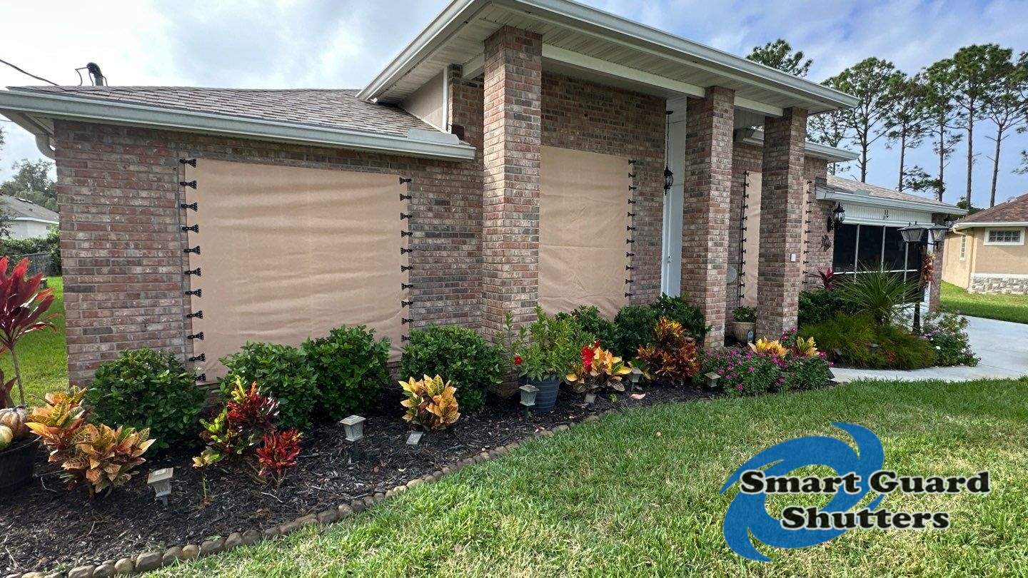 Hurricane Fabric in Tan by Smart Guard Shutters
