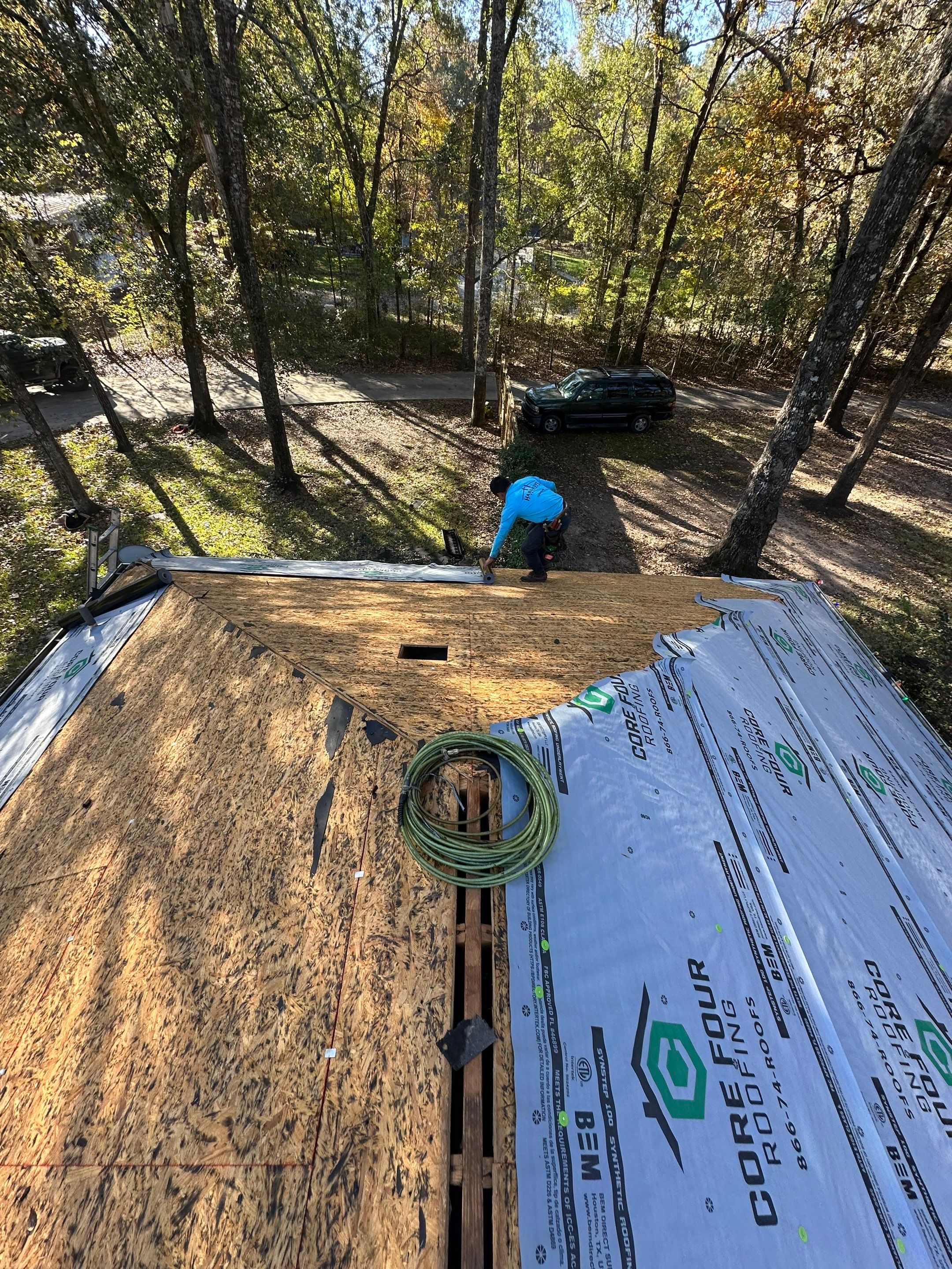 Residential Roofing Installation using GAF Timberline HDZ in Montgomery by Core Four Roofing