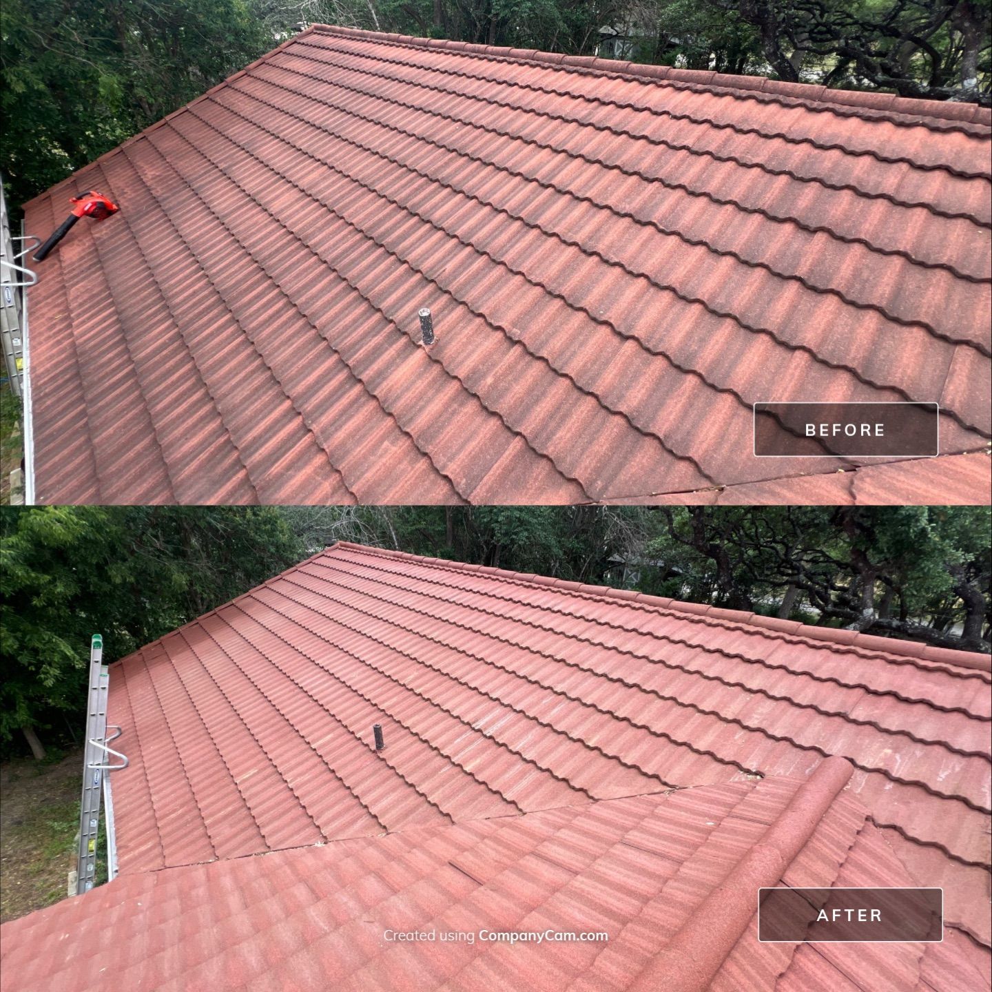 Metal / Tile Roof Wash Project in Boerne by Bright Choice
