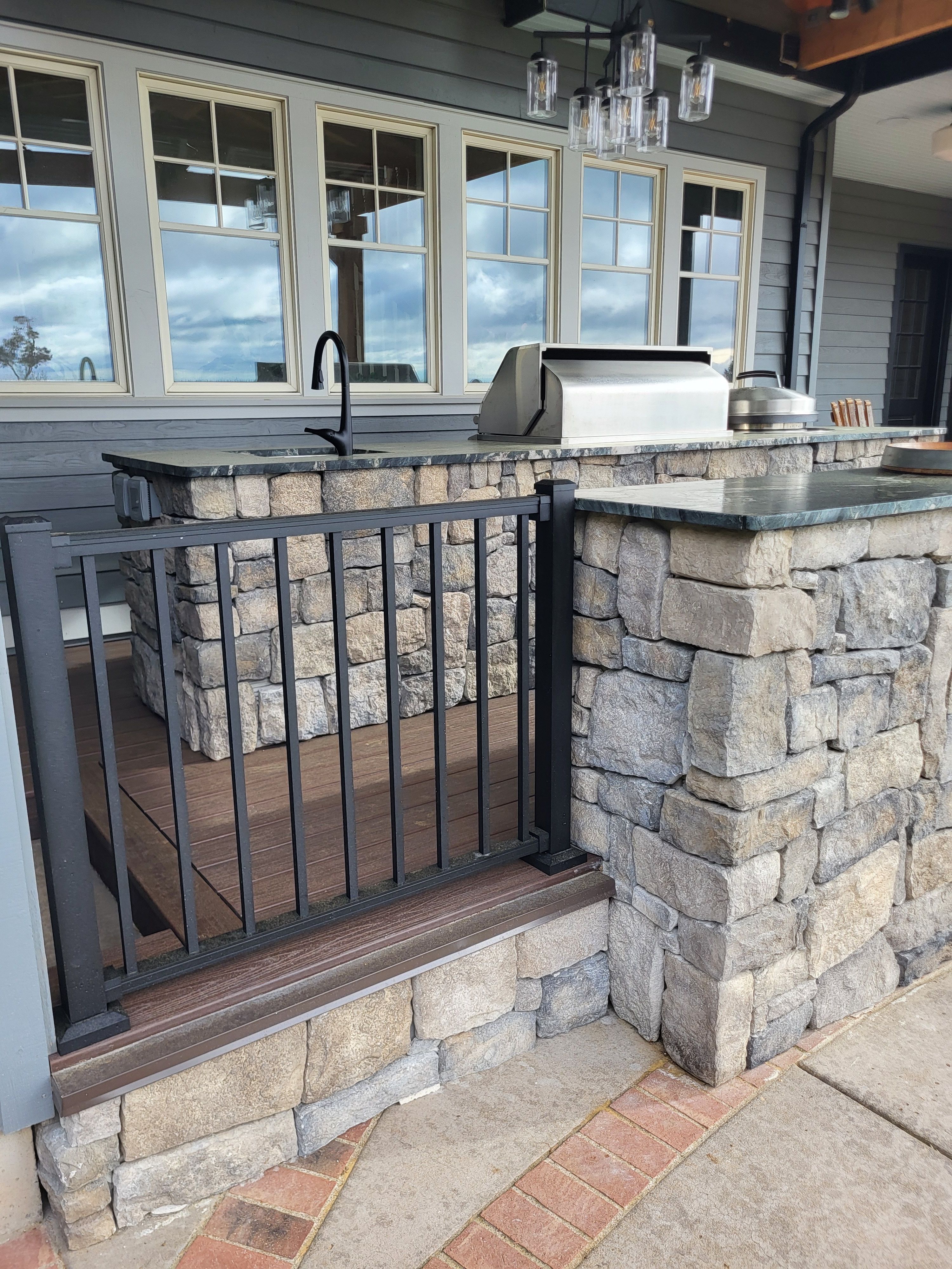 Custom Outdoor Kitchen and Timber-Framed Pavilion in Sherwood by American Made Construction 
