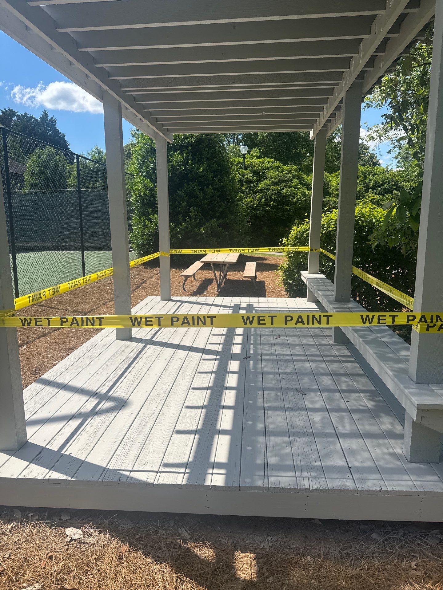 Exterior Deck and Pavilion Painting for Wexford Tennis Club in Roswell by Swift Home Renovations