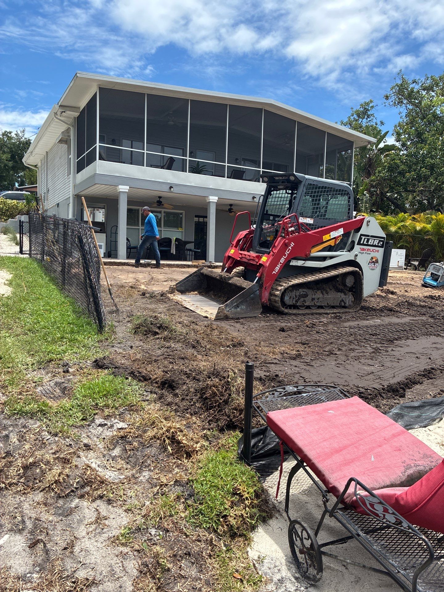 Grading back yard oasis by Level One Grading