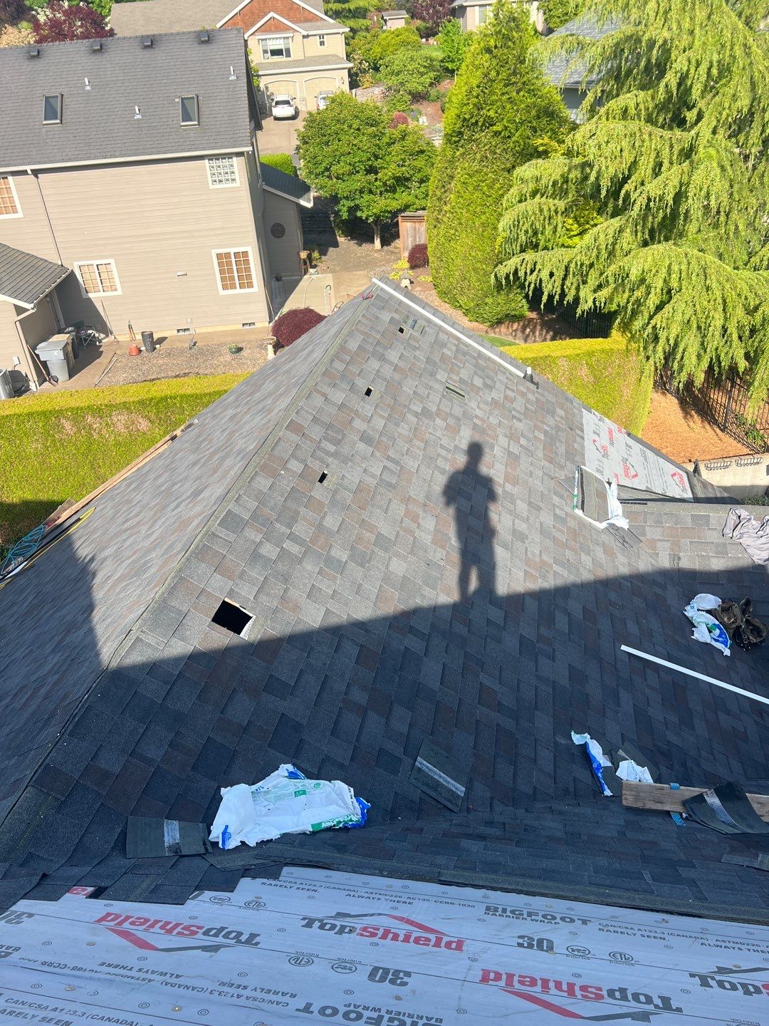 Residential Roofing Installation using Malarkey Vista (Color: Black Oak) by Orezona Building & Roofing Company, Inc.