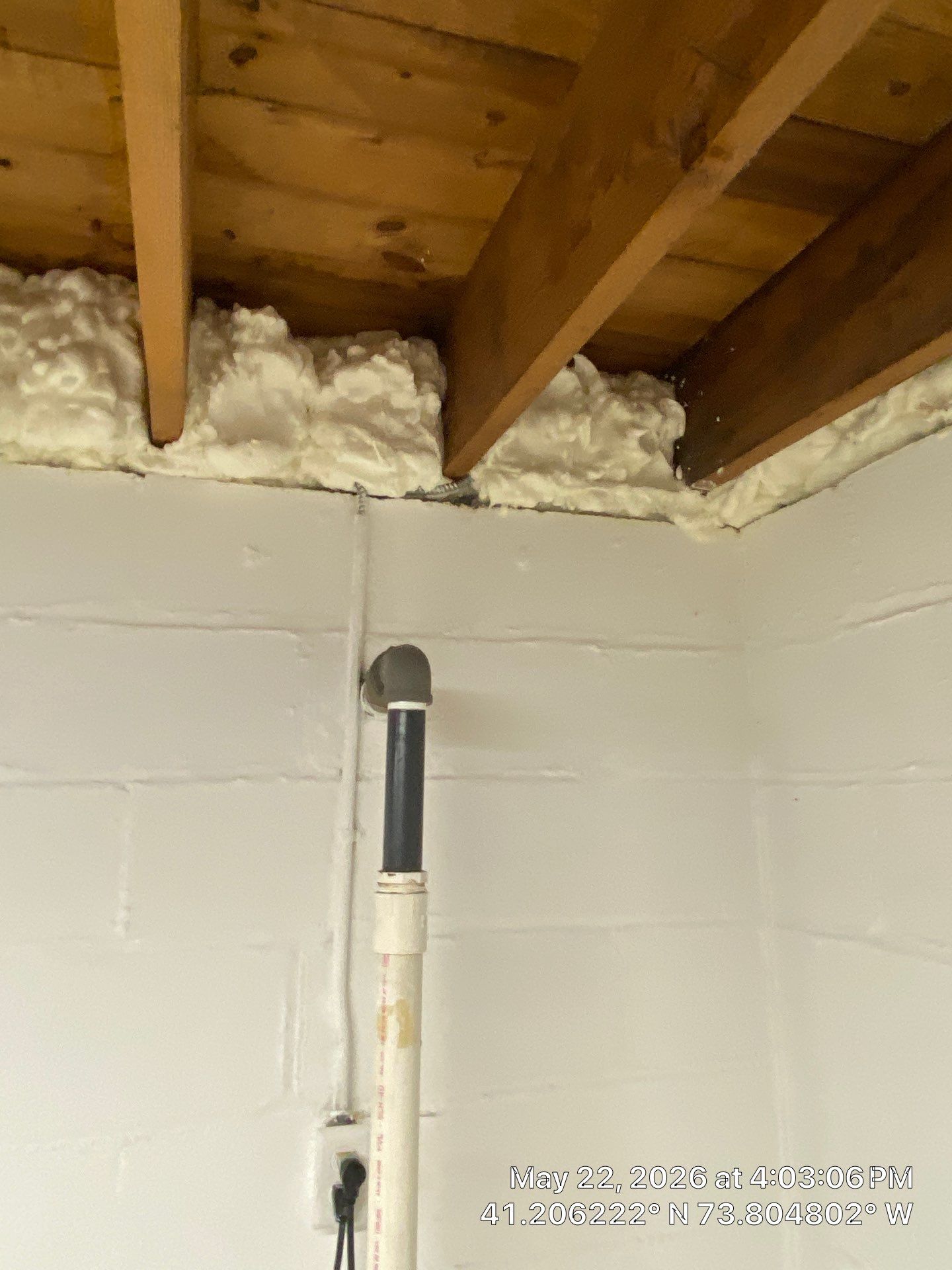 Rim Joist using open cell spray foam by NYS Foam & Energy