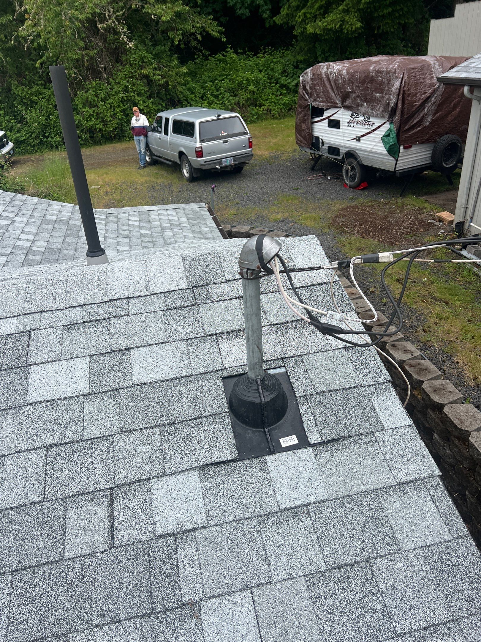Residential Roofing Installation using IKO Dynasty (Color: Frostone Grey) by Orezona Building & Roofing Company, Inc.