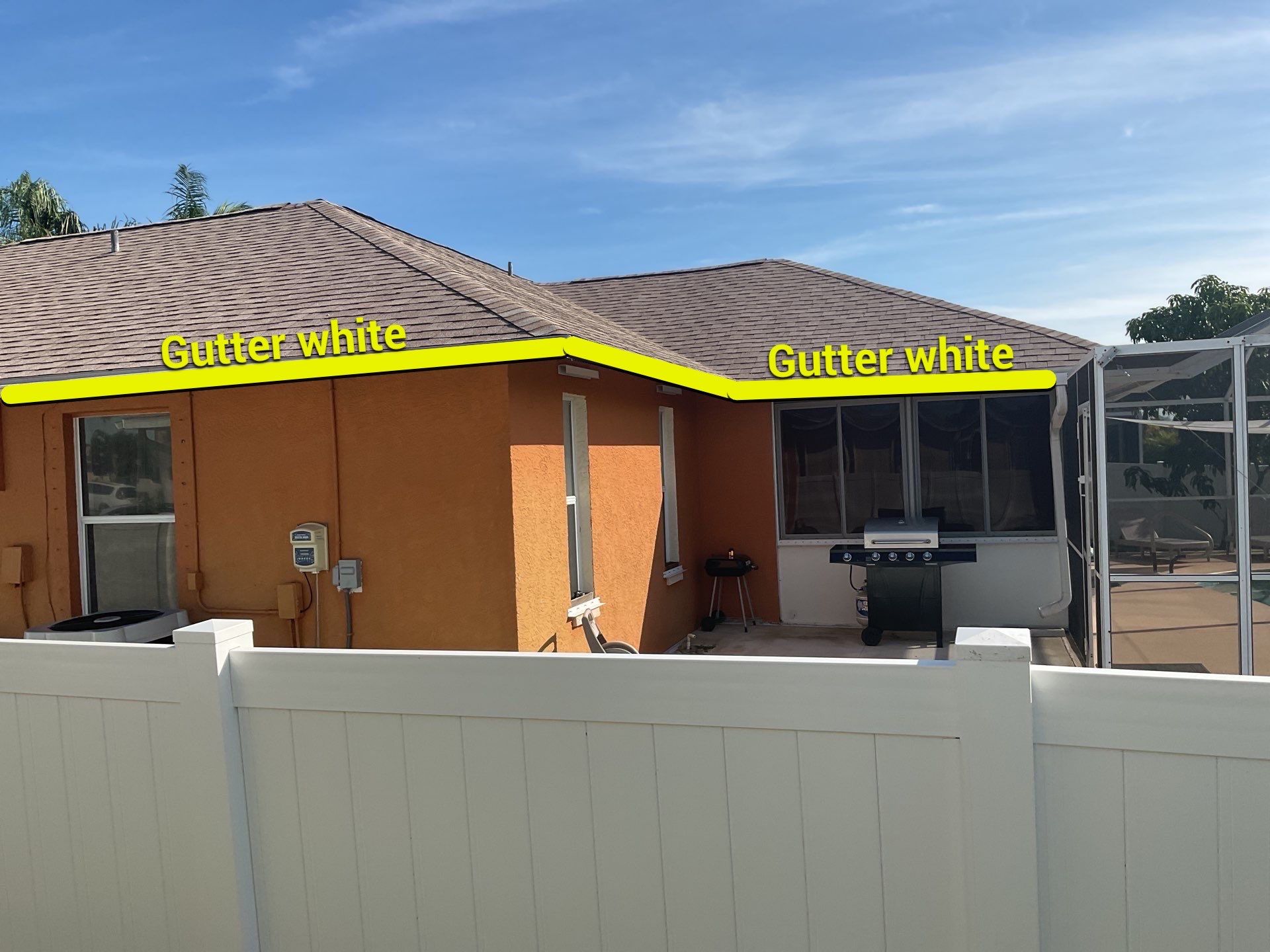 White 6-Inch Seamless Gutters in Cape Coral FL by Gutter Professors