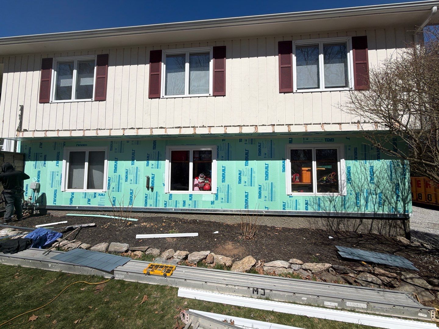 Siding Transformation with Cert Cedar Impressions, D/7 Perfection Straight Bottom, Pacific Blue and Cert Mainstreet D/4 Clapboard, Pacific Blue by DiGiorgi Roofing and Siding Inc
