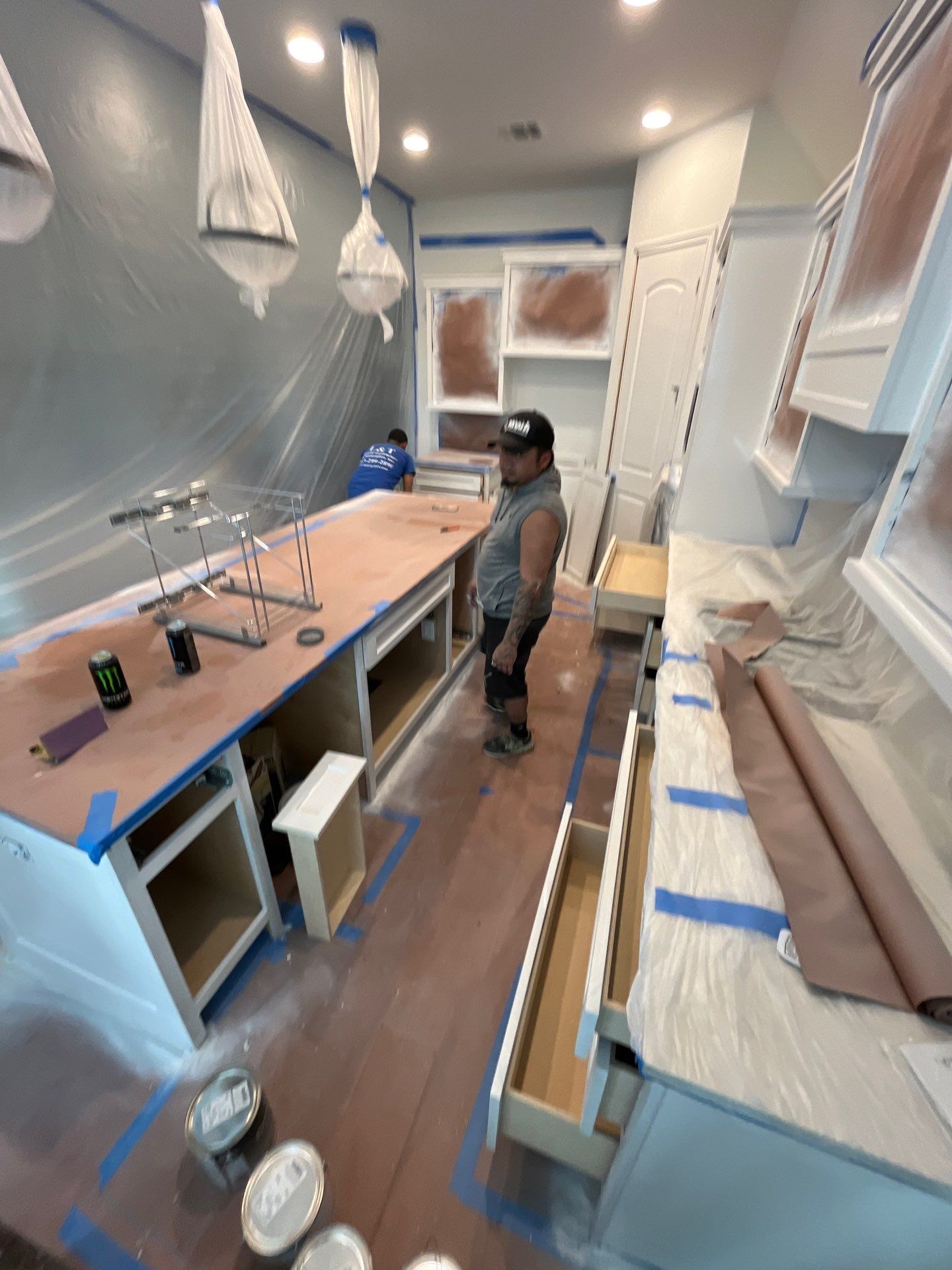 Kitchen Remodel using Water mitigation equipment by L&T General Contractors and Restoration INC