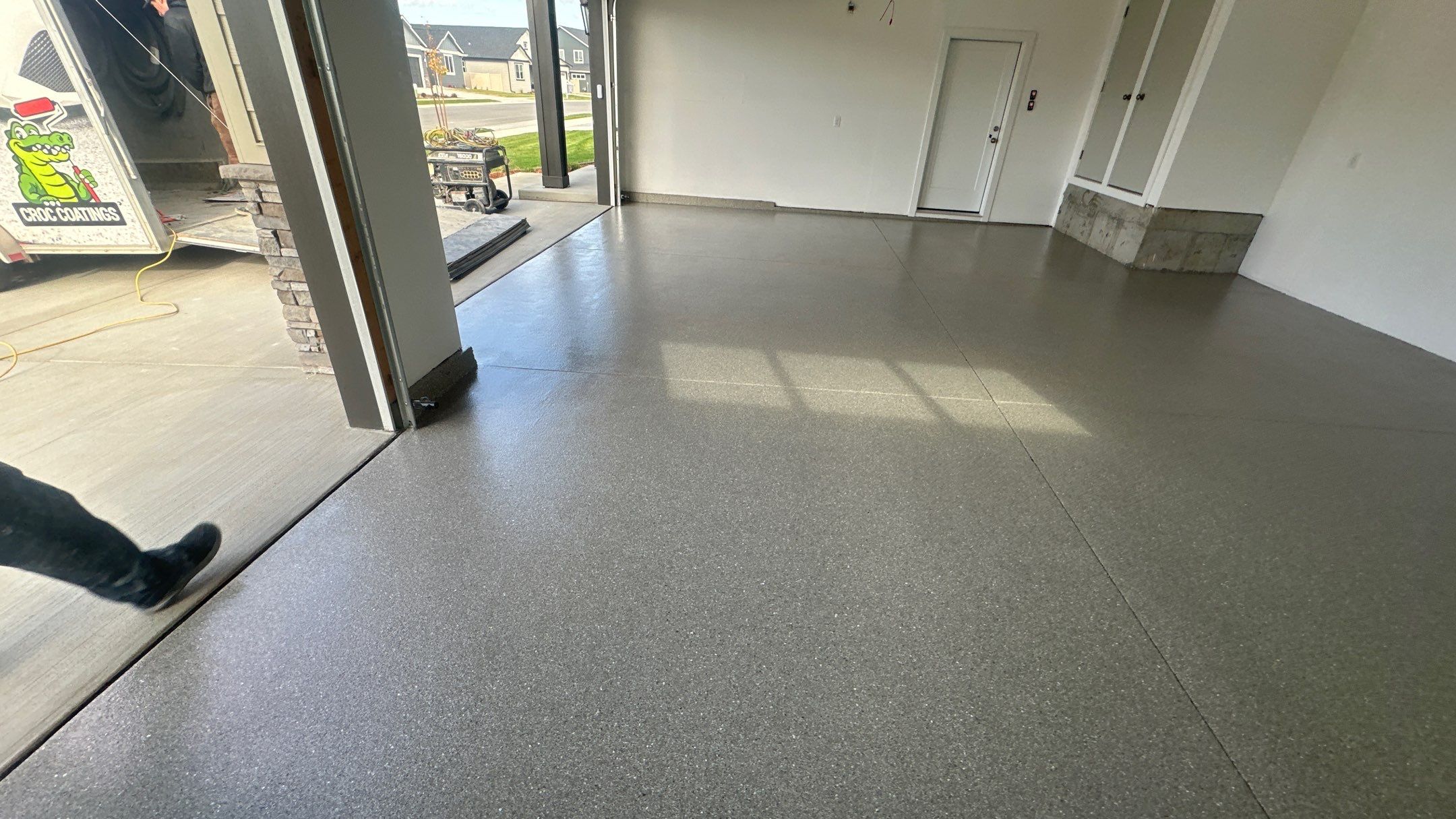 Garage Transformation using Travertine by Croc Coatings, LLC