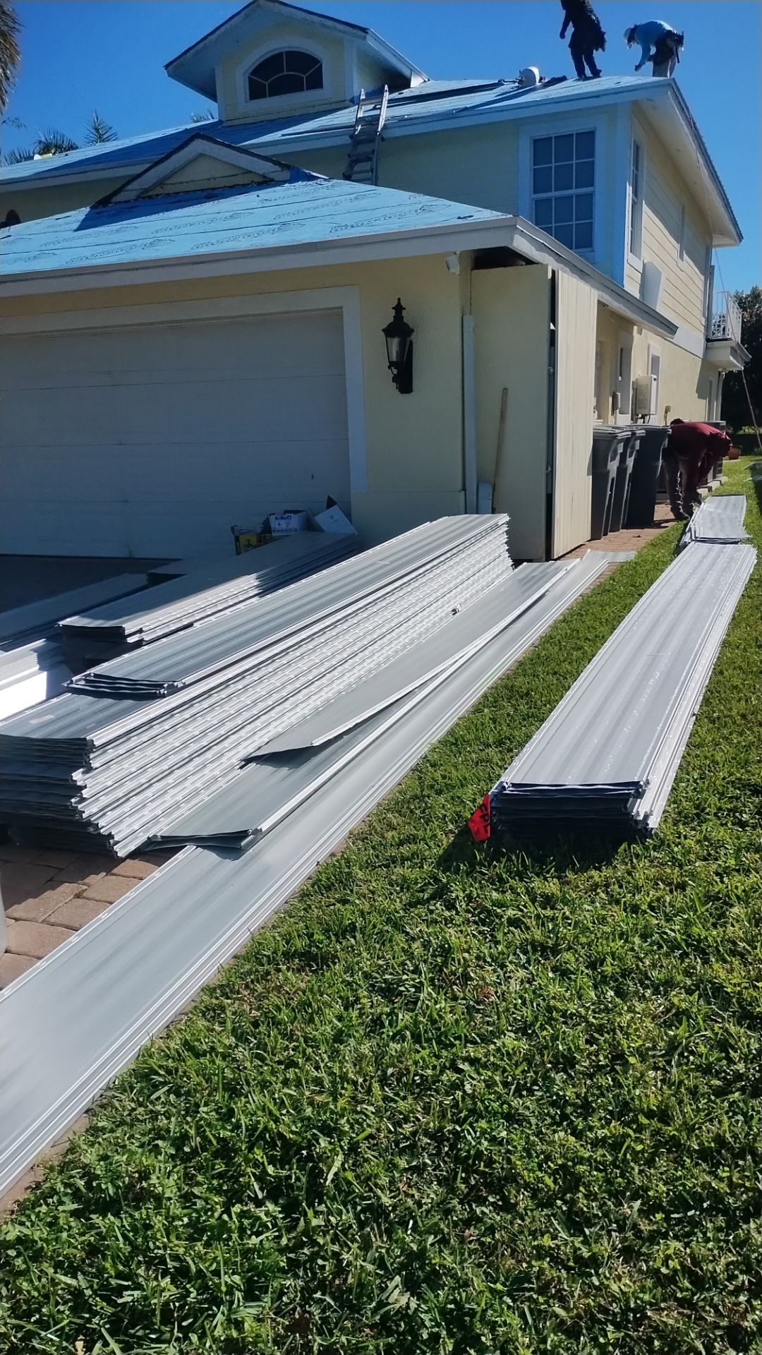 Residential Roofing Installation using 1" Nail strip metal roof by BLUES BROTHERS ROOFING