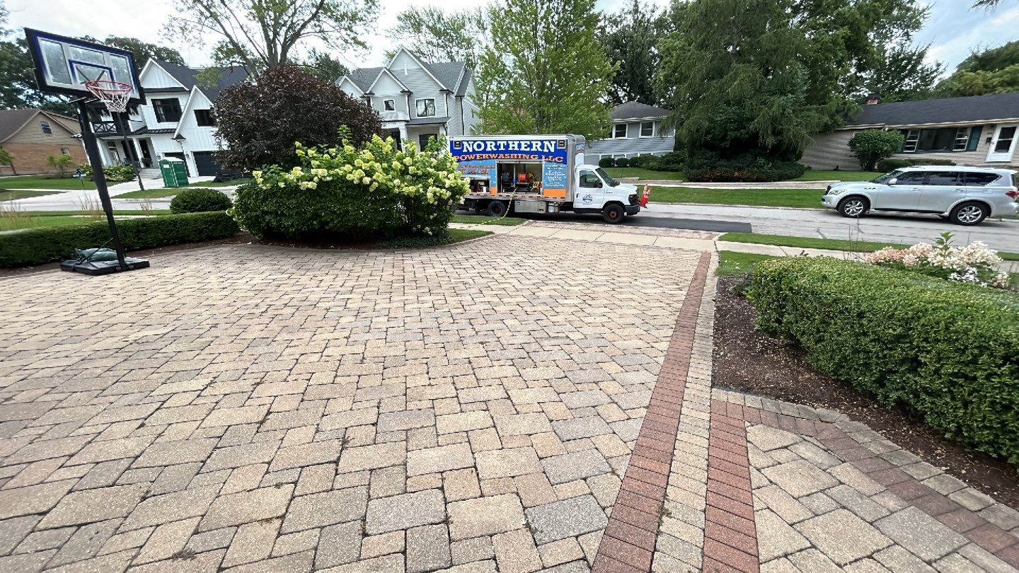 Brick paver clean, sand and seal.  using Surebond SB-1300 by Northern Power Washing LLC.
