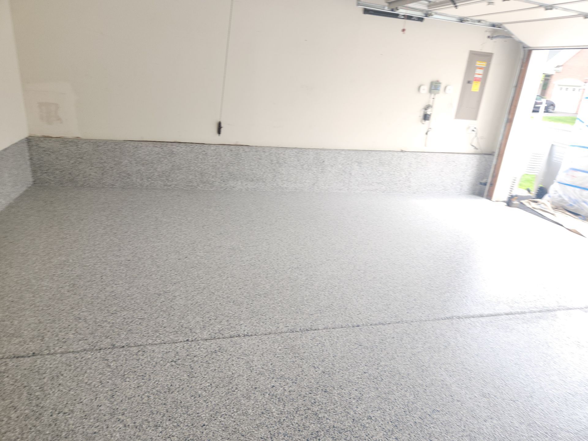 Hillsborough Township Garage Floor Coating with Multi-Colored Polyaspartic Flake by Spectrum Painting, LLC