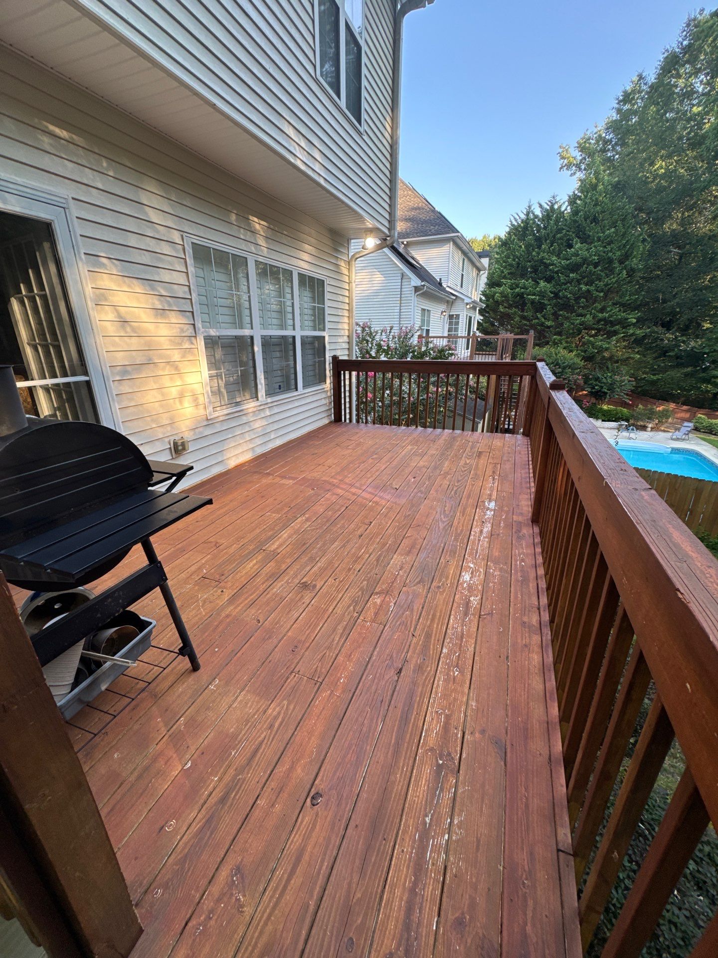 Multi-Level Deck and Front Porch Staining in Powder Springs by Swift Home Renovations