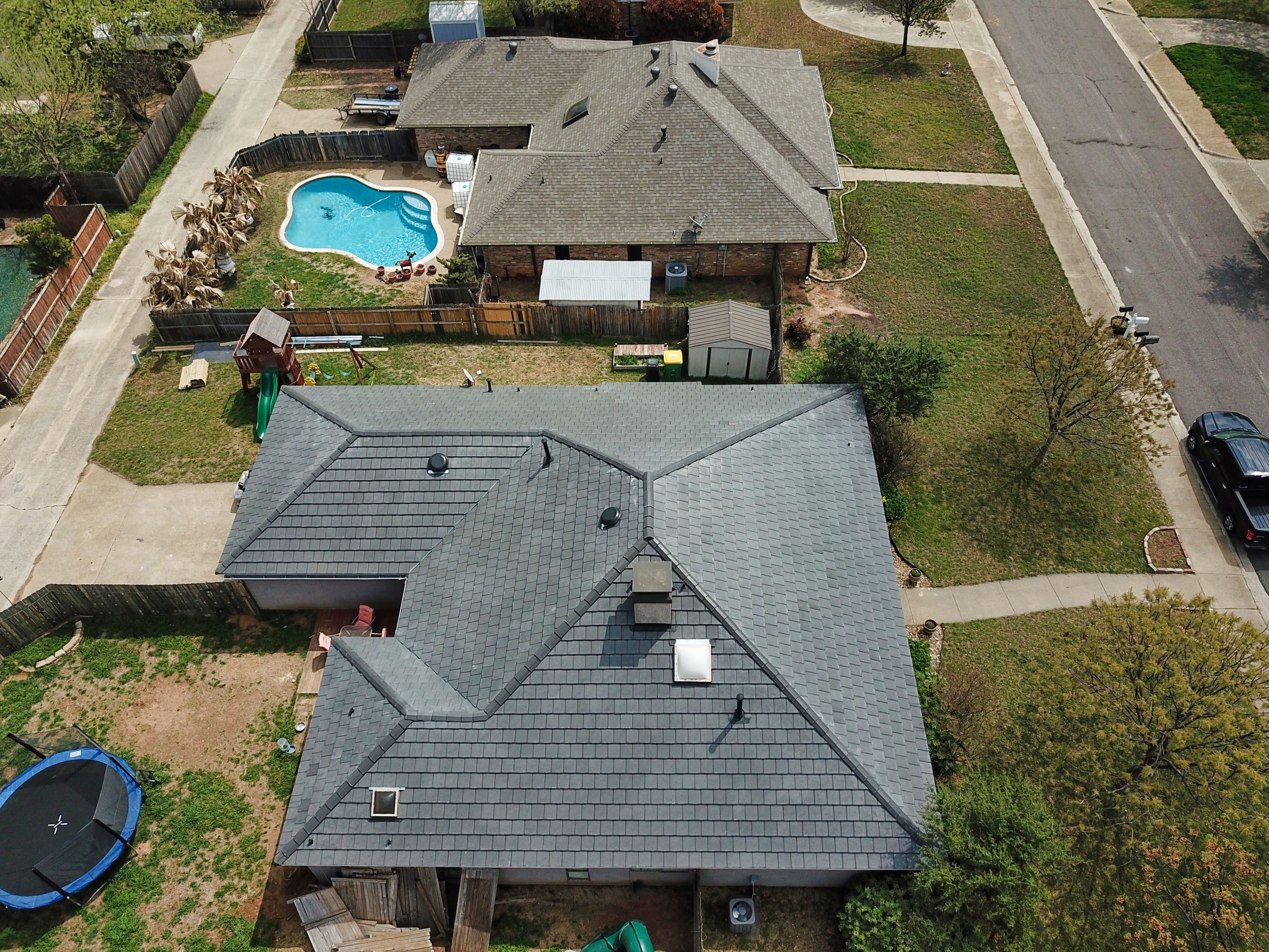 Final Roof Drone Shots by First Out Roofing 