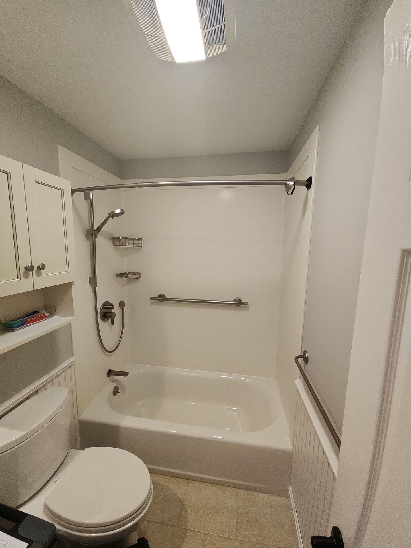 Semi-Frameless Sliding Shower Doors on Tub Base by Cheshire Glass Company