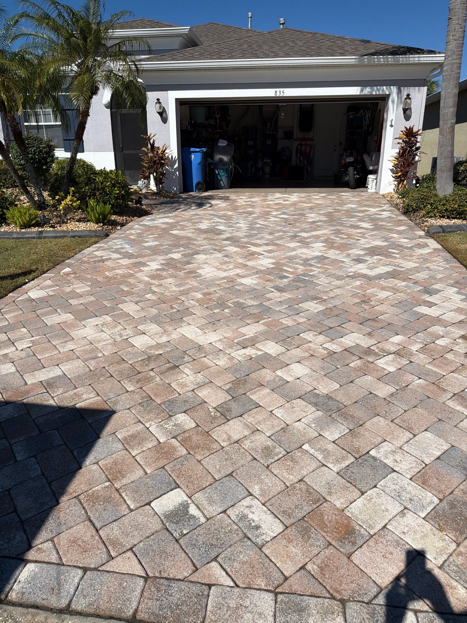 Herringbone Paver Driveway Repair, Stripping and Sealing in Sun City Center by Supreme Paver Experts