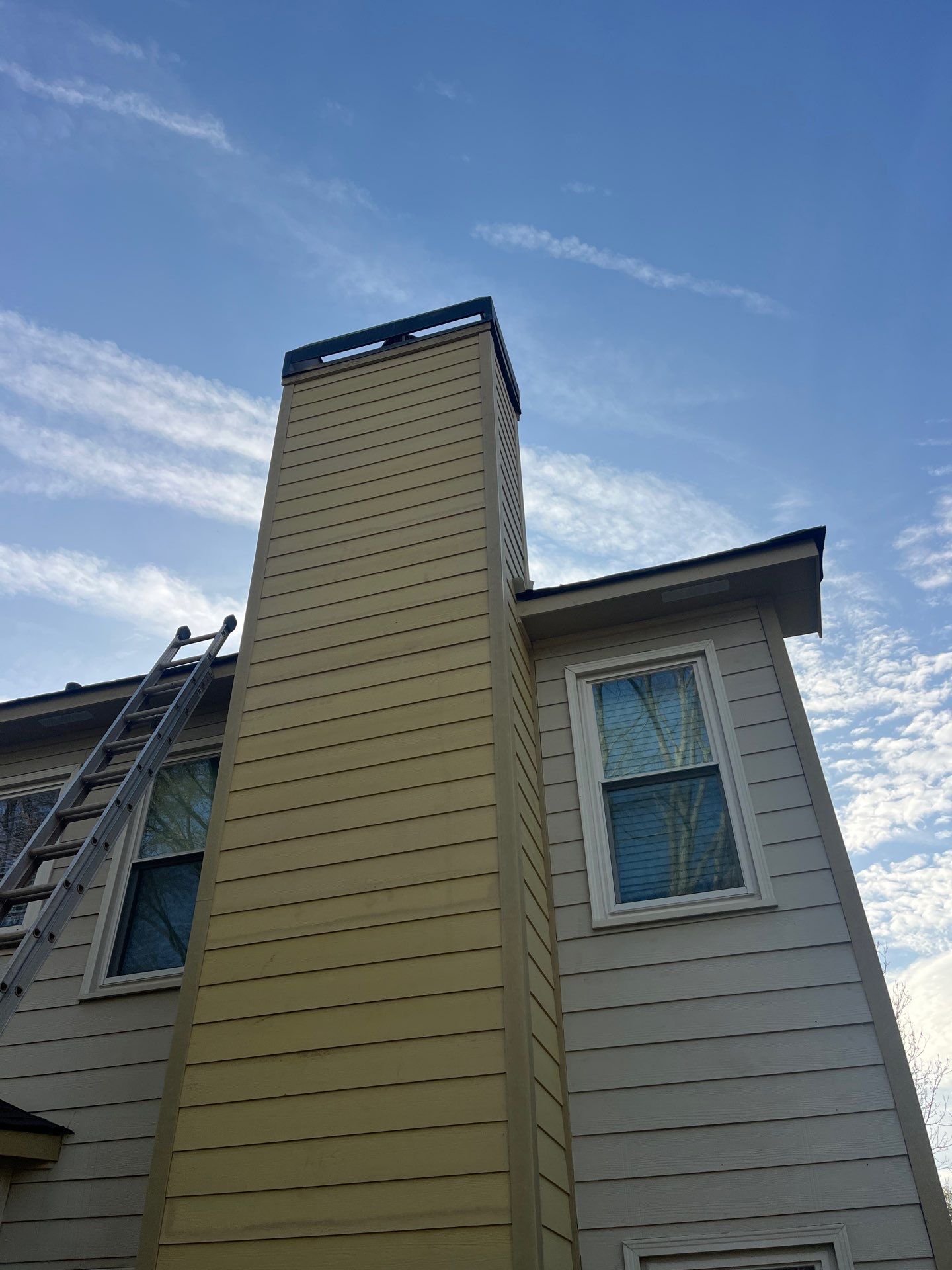 Marietta, GA Chimney Siding, Fascia, and Soffit Replacement using James Hardie Lap Siding, Hardie Trim, and Hardie Panel by Nelson Exteriors 