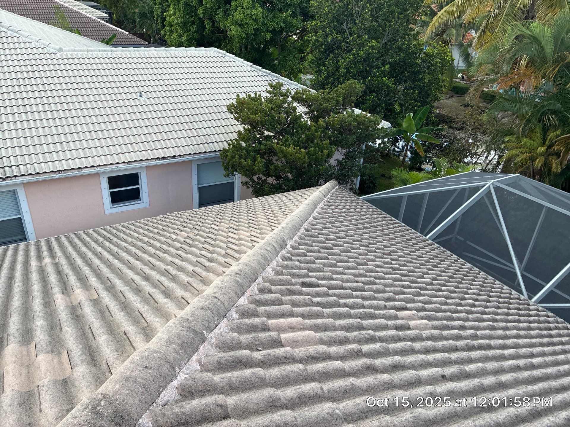 Dirty old Roof Coral Springs by BKB Pressure Cleaning LLC