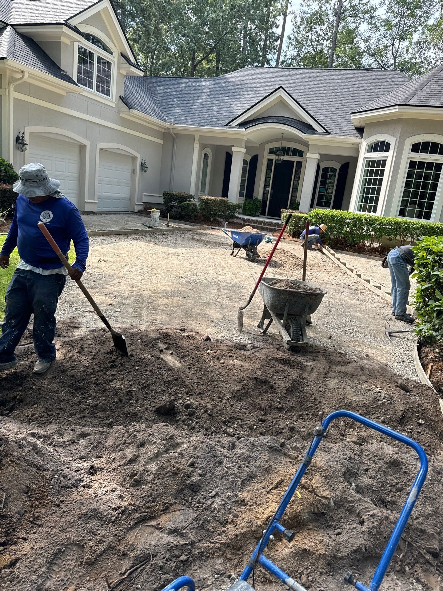 Hilton Head Island Concrete Driveway Replacement with Herringbone Brick Inlays by Lowcountry Scapes, LLC