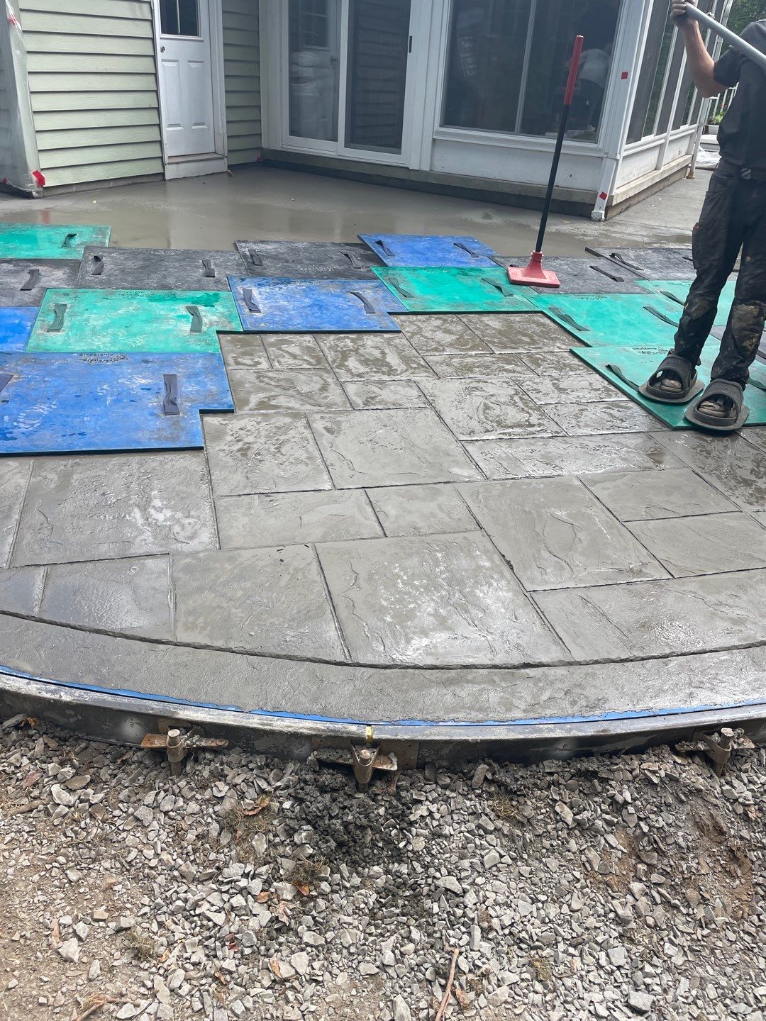 Majestic Ashlar stamped concrete patio by NG Masonry & Construction LLC