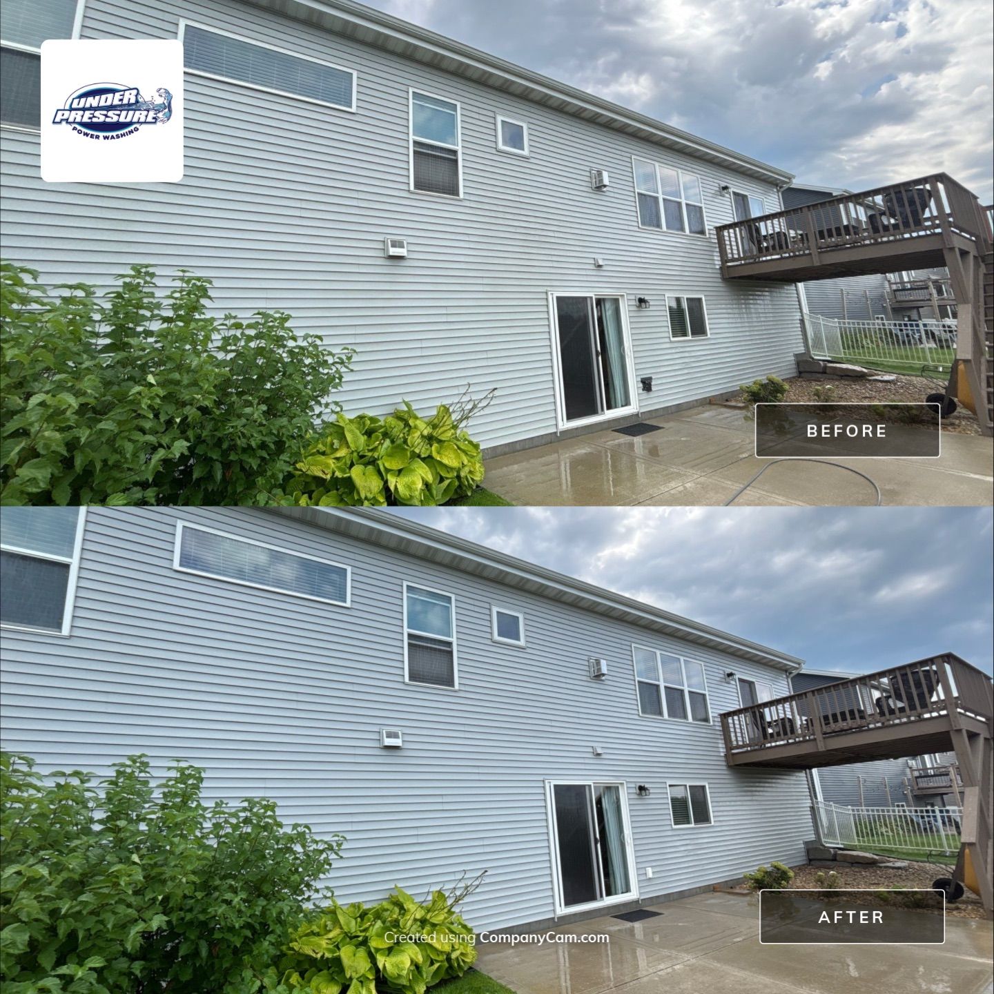 Residential Vinyl Siding and Concrete Patio Power Washing in Verona by Under Pressure Power Washing