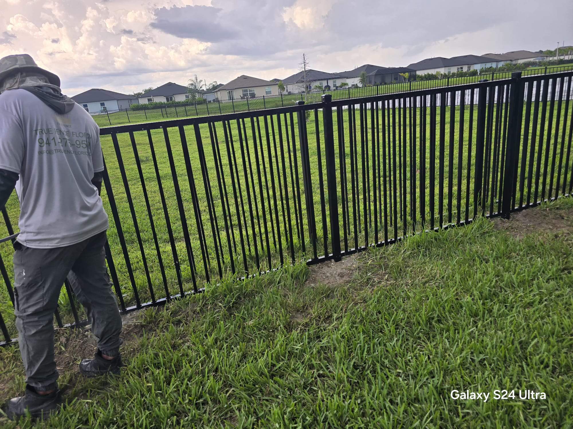 Black Aluminum Picket Fence Installation in North Fort Myers by True Fence LLC