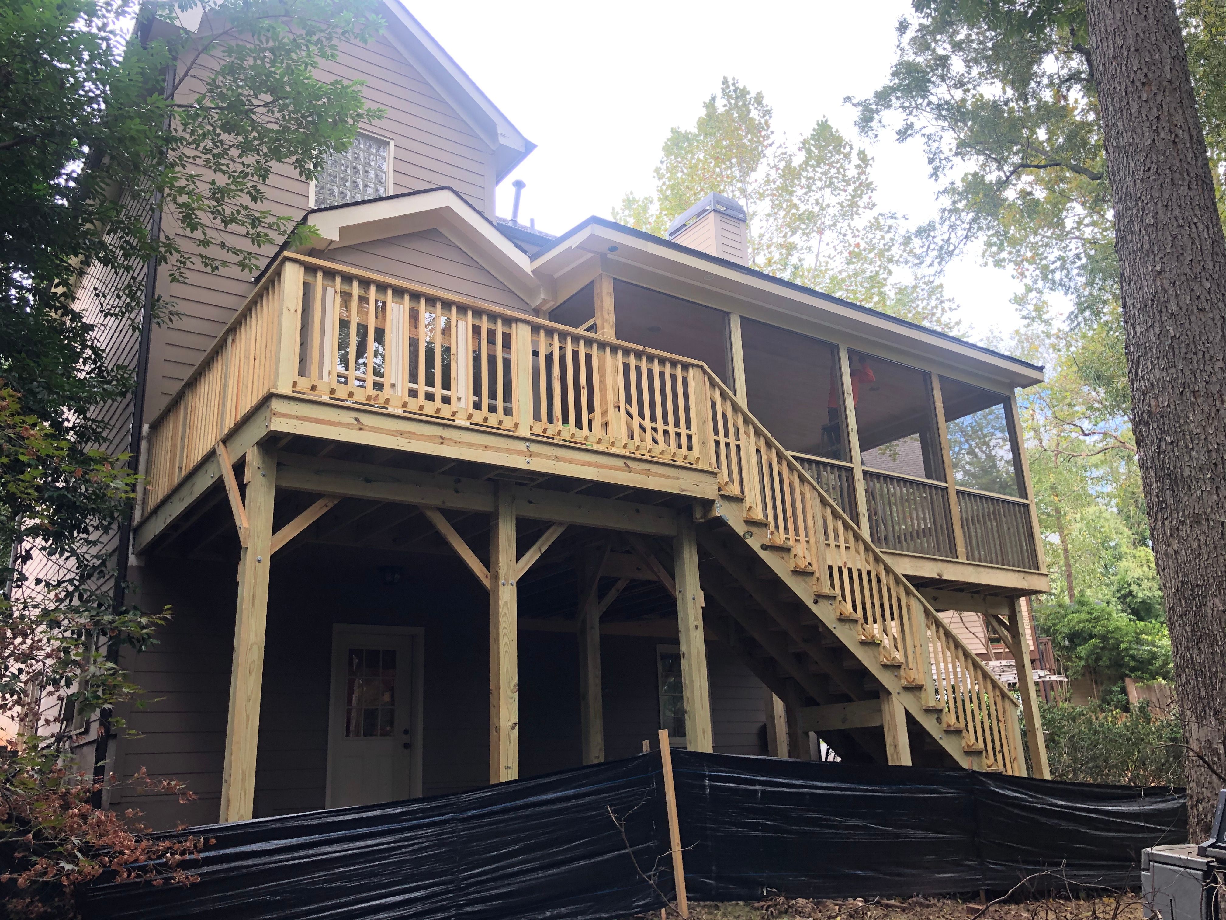 Elevated Screened-In Porch and Custom Wood Deck in Decatur by Swift Home Renovations 