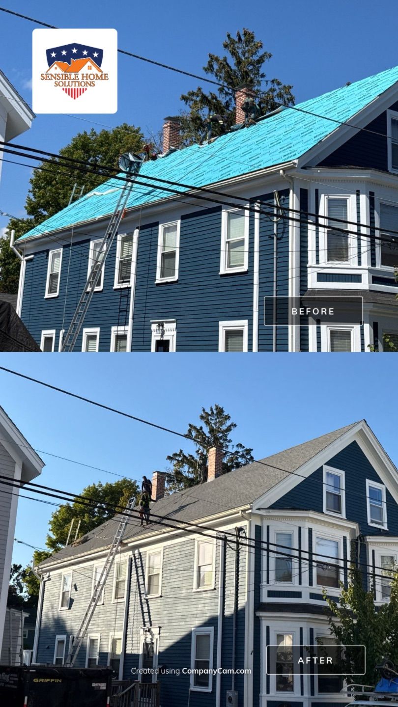 Half Roof Replacement for Solar Installation – Townhouse with New Plywood Decking by Sensible Home Solutions