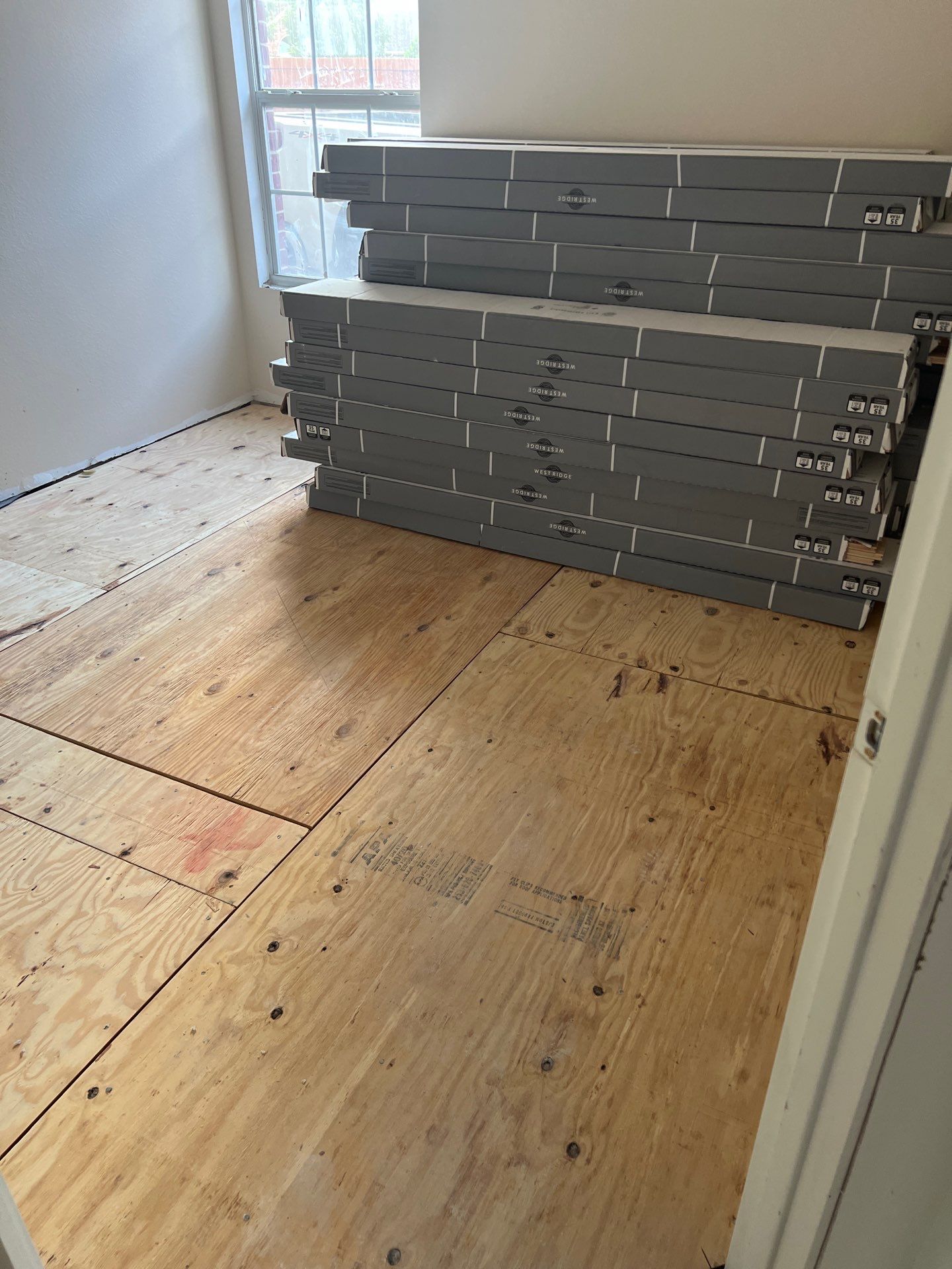 In Progress - Nail Down Prefinished Birch will give this home a warm Western look. by Bernard Hardwood Floors