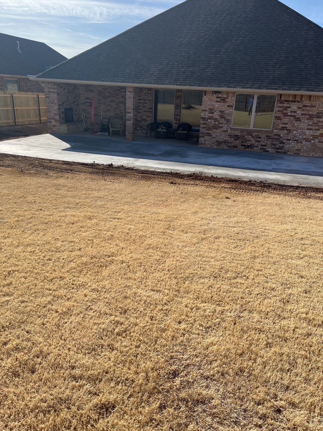 Concrete Slab , Retaining Wall , Fence, and landscape. by Clays Services Inc
