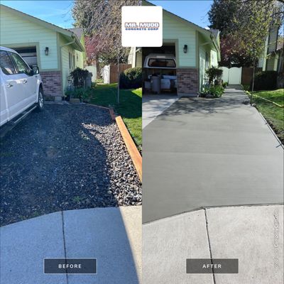 Gravel Walkway into Gorgeous New Concrete