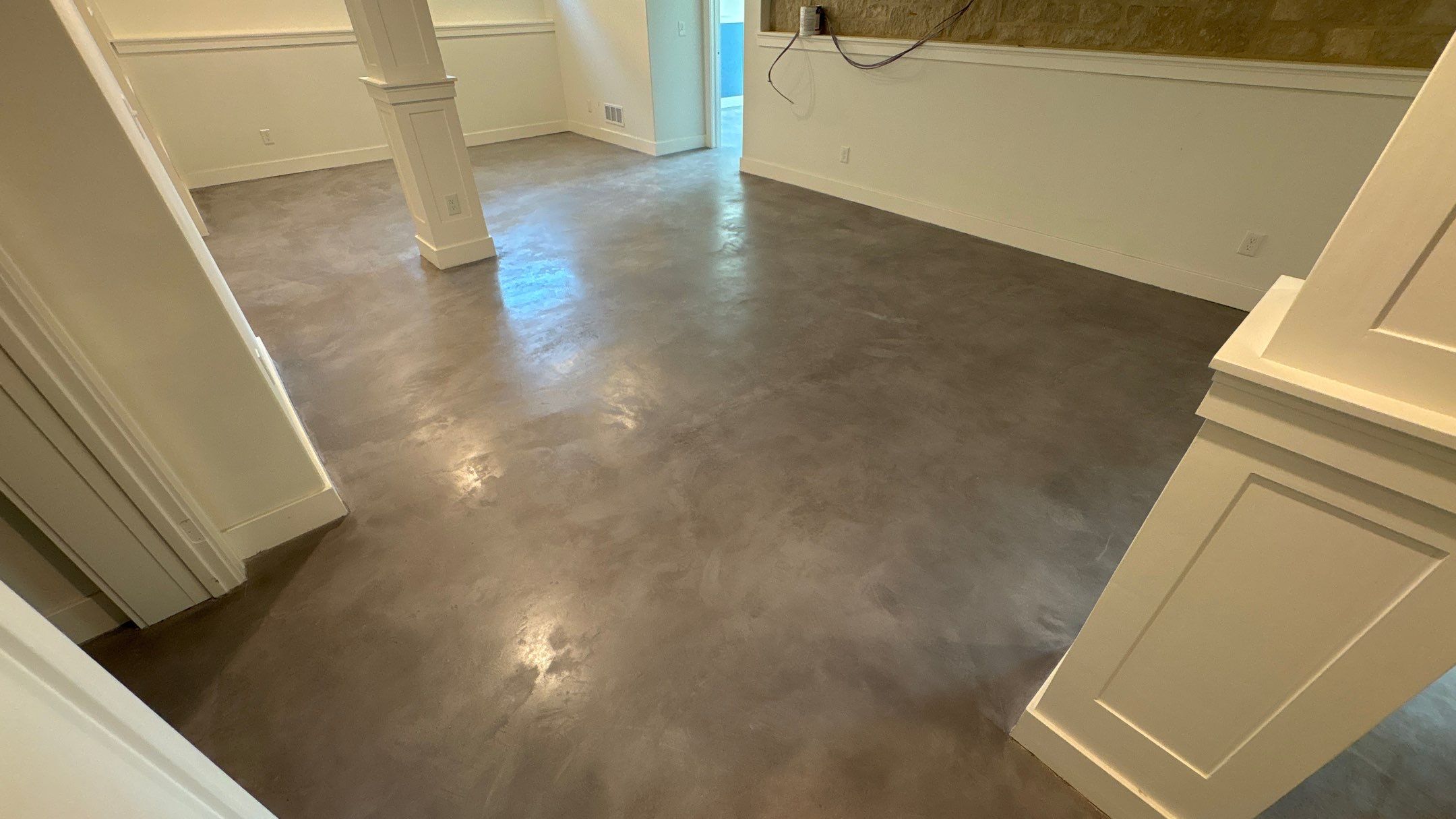 Basement Floor Overlay - Lawrence, KS by Big Red Decorative Concrete, LLC