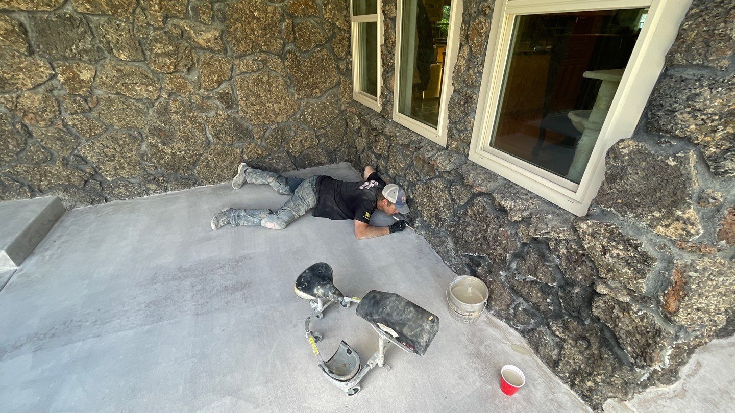 Patio Transformation using Rockford 1/8" Flake by Croc Coatings, LLC