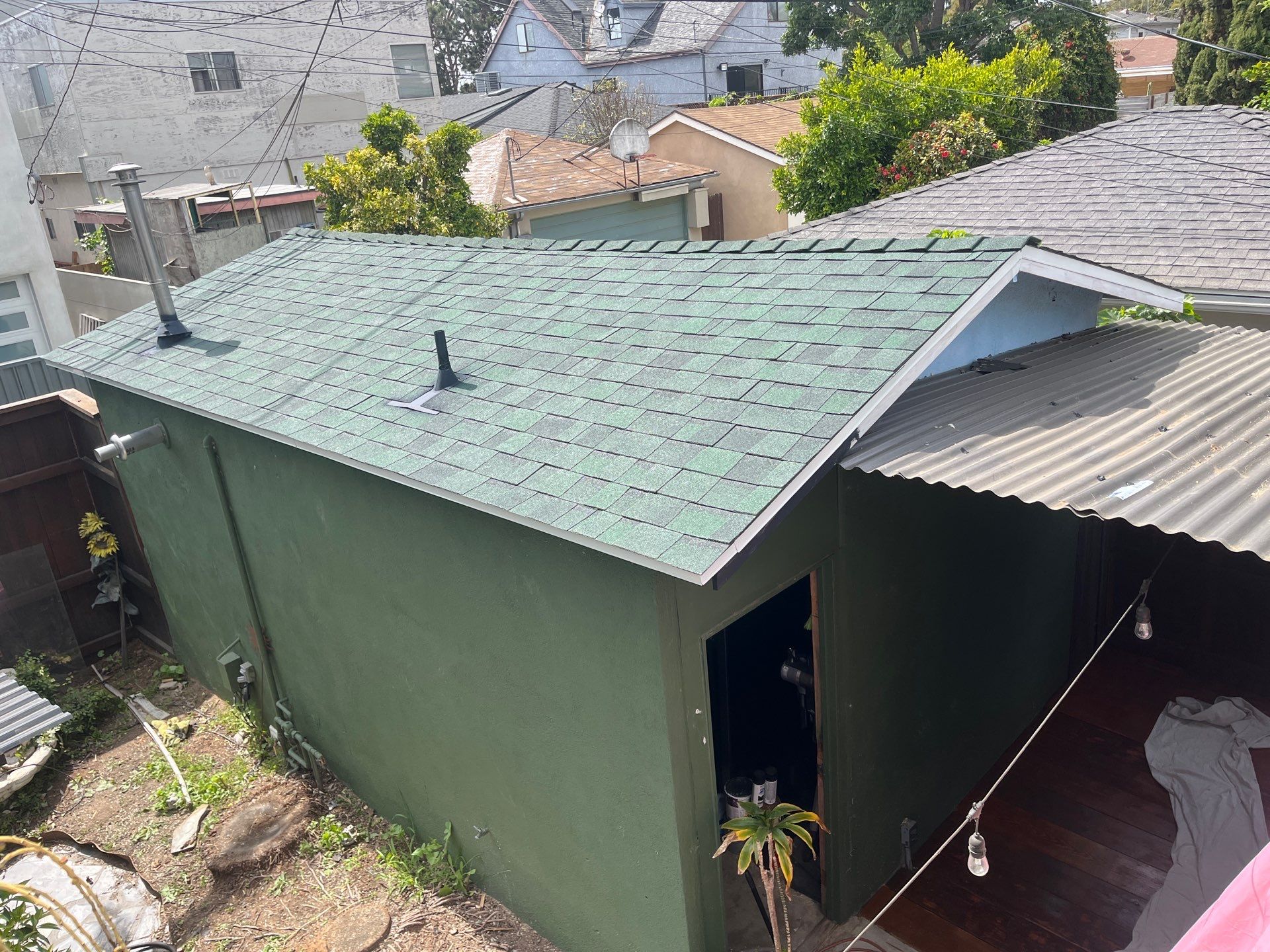 Garage Reroof using Owens Corning Duration Cool Shingles by Hull Brothers Roofing