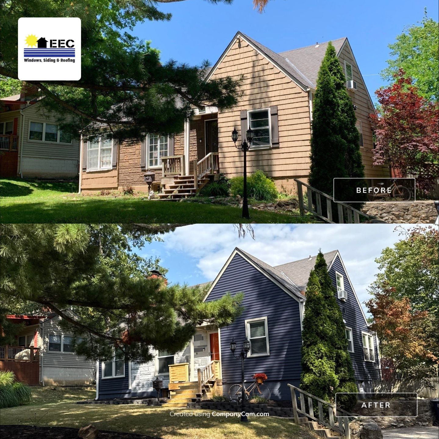 Kansas City Indigo Insulated Craneboard Siding and Window Replacement Project in Kansas City by EEC Windows, Siding & Roofing