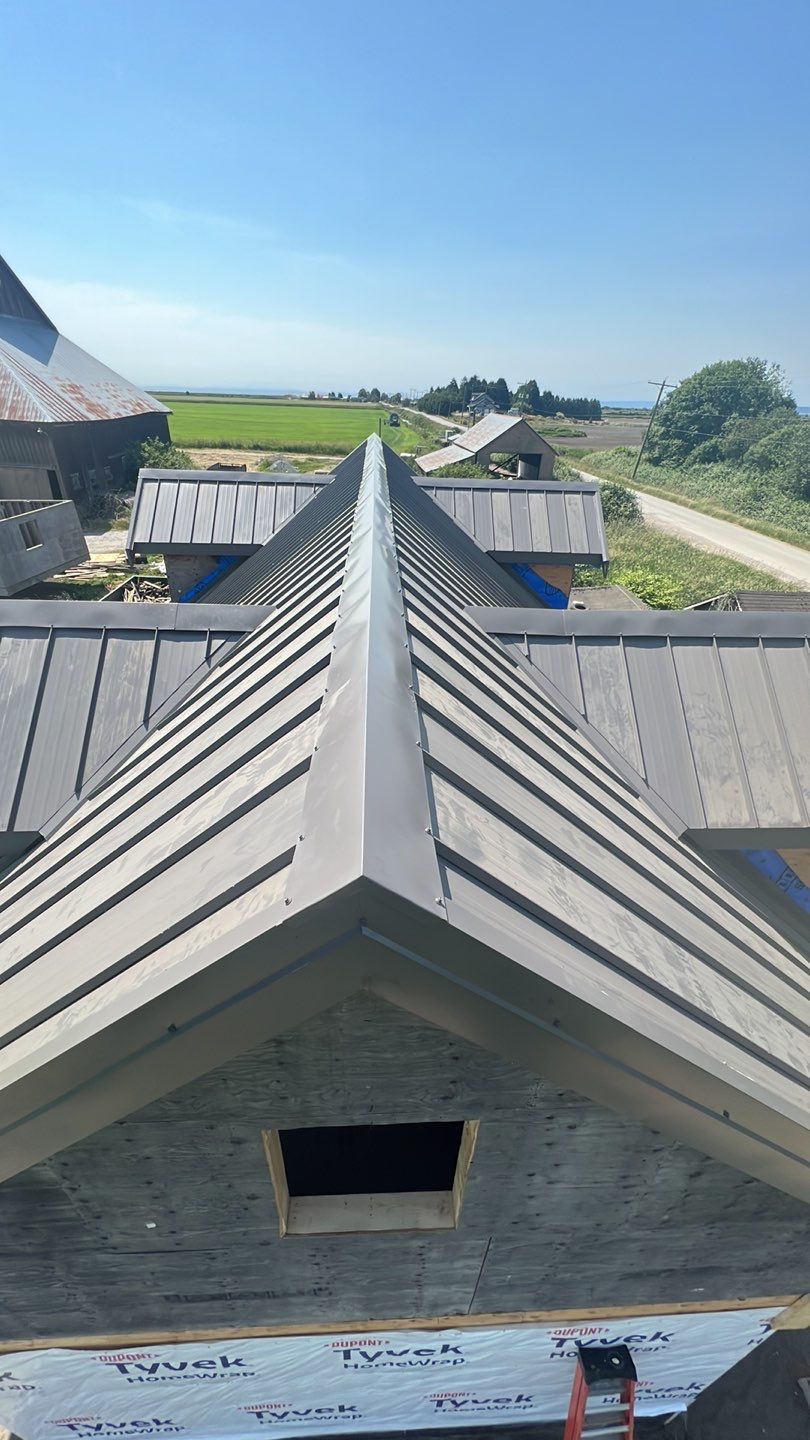 Agricultural Roofing Installation using 12" Prolok metal  by Top Notch Roofing Inc