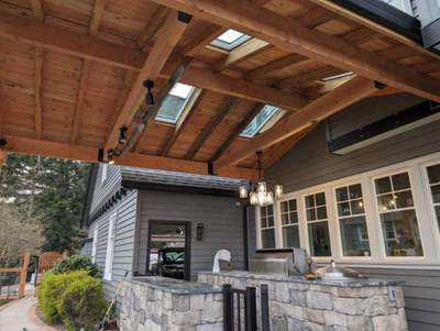 Custom Outdoor Kitchen and Timber-Framed Pavilion in Sherwood