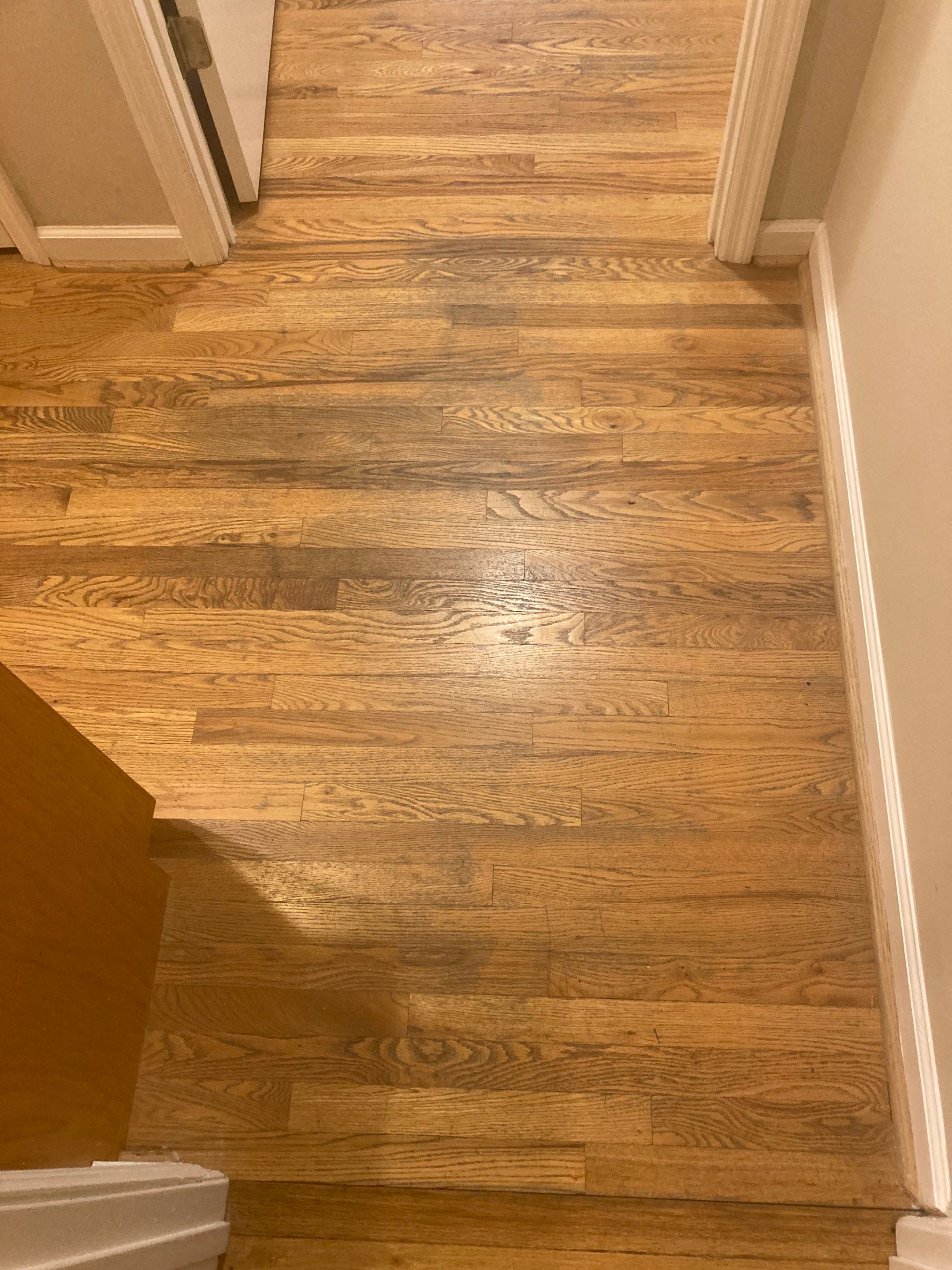 Red and White oak refinish with Duraseal Special Walnut Stain by Footprints Floors of Nashville