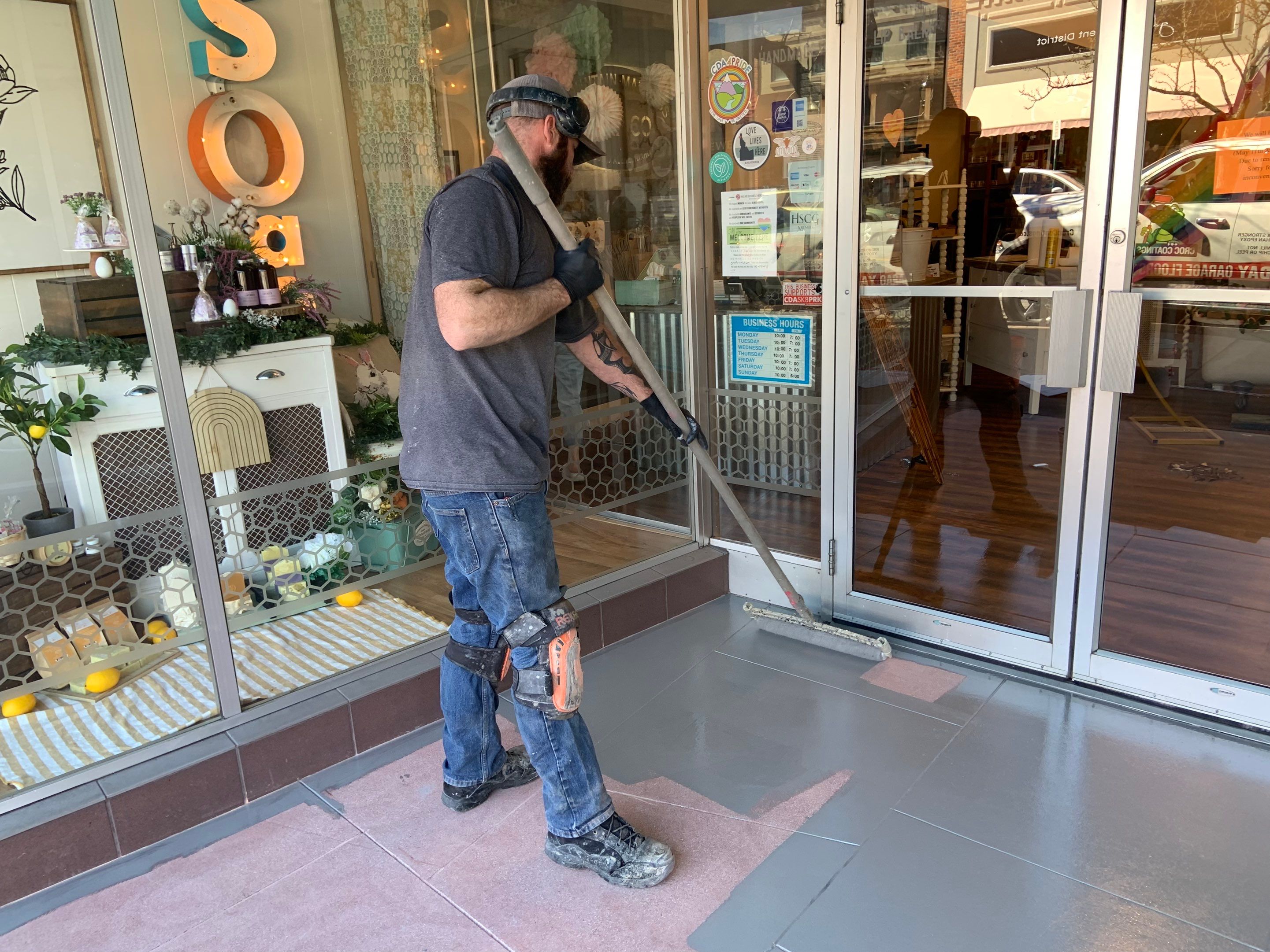 Commercial Floor Transformation using Slate Stone by Croc Coatings, LLC